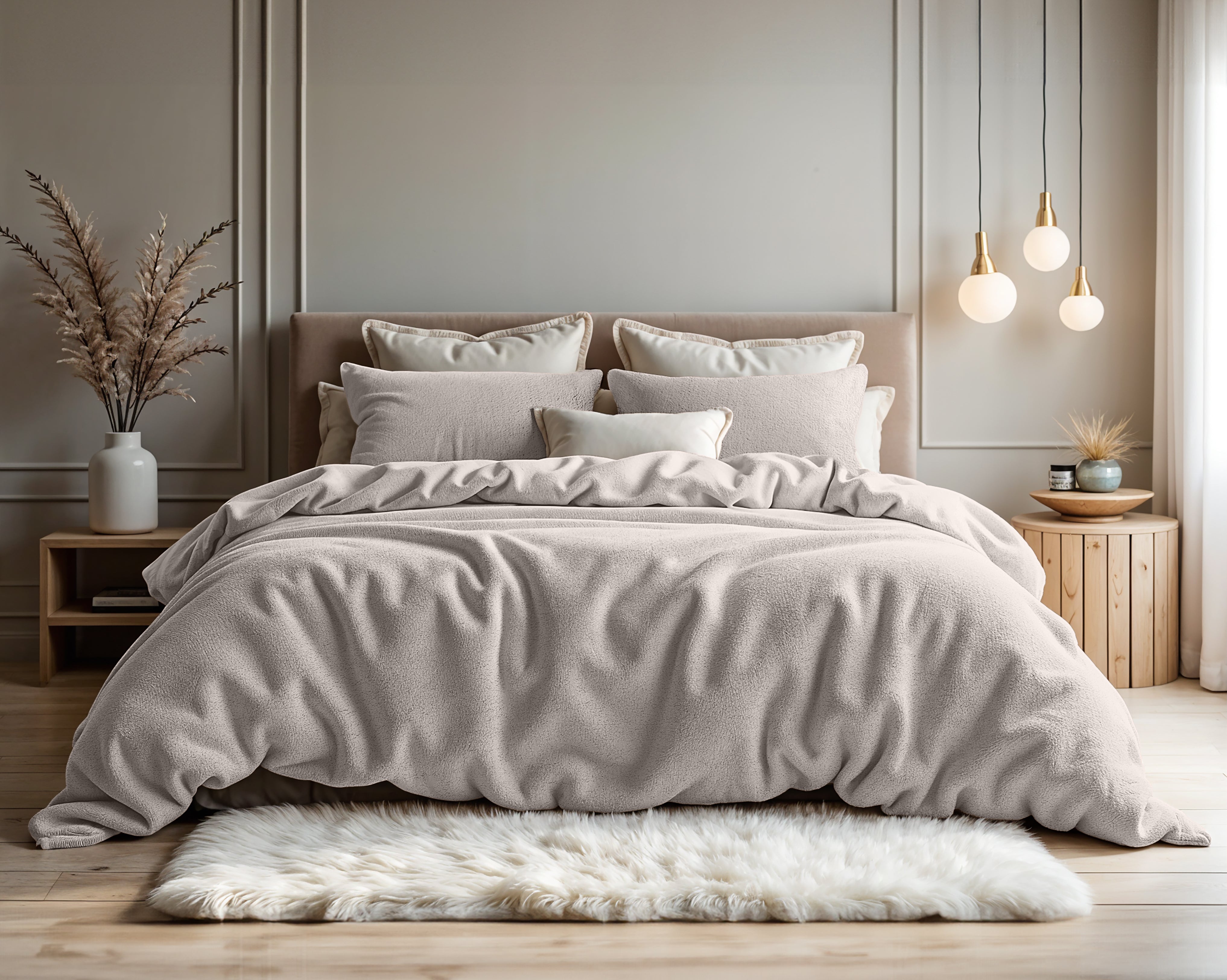 Teddy Cotton Duvet Cover Taupe - Cooling underside - 100% breathable cotton - Cuddly night's sleep