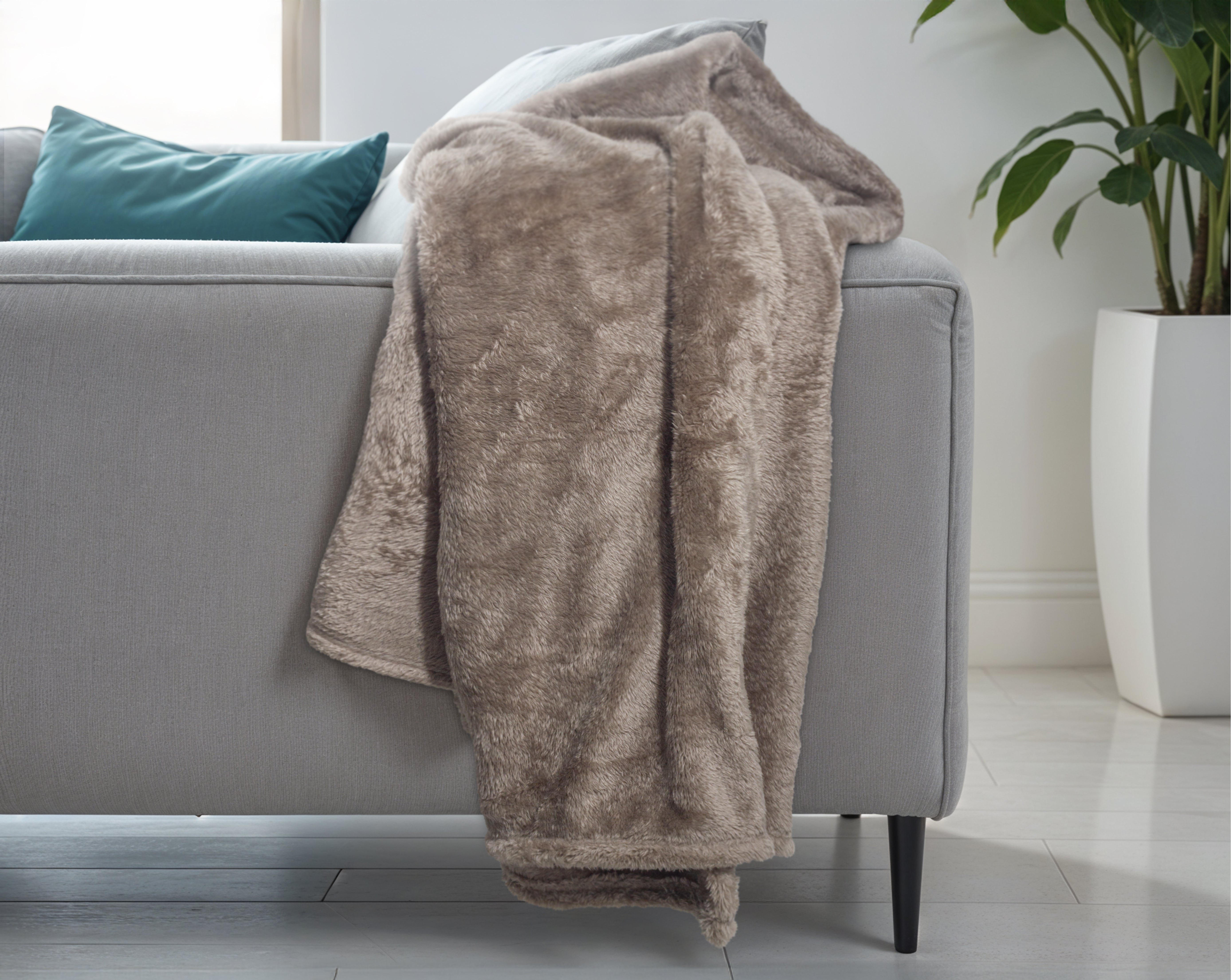 Teddy plaid Diep Taupe 150 x 200 cm