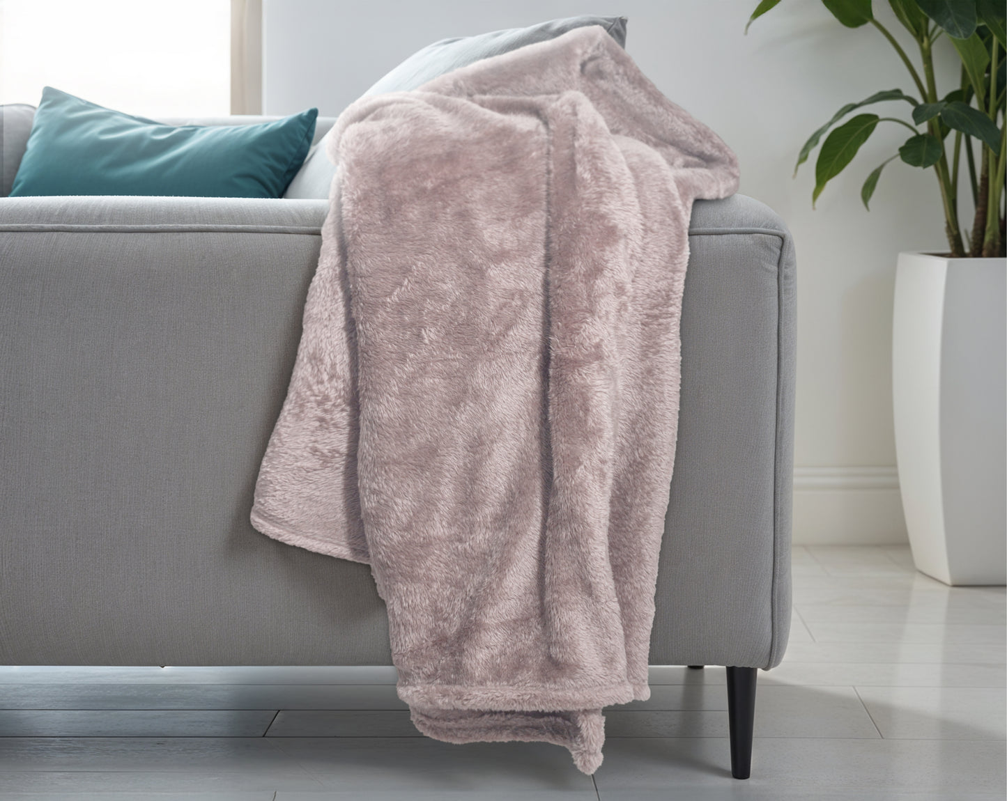 Teddy plaid Poeder Roze 150 x 200 - Heerlijk zacht - Knuffel deken - Voor bed en op de bank
