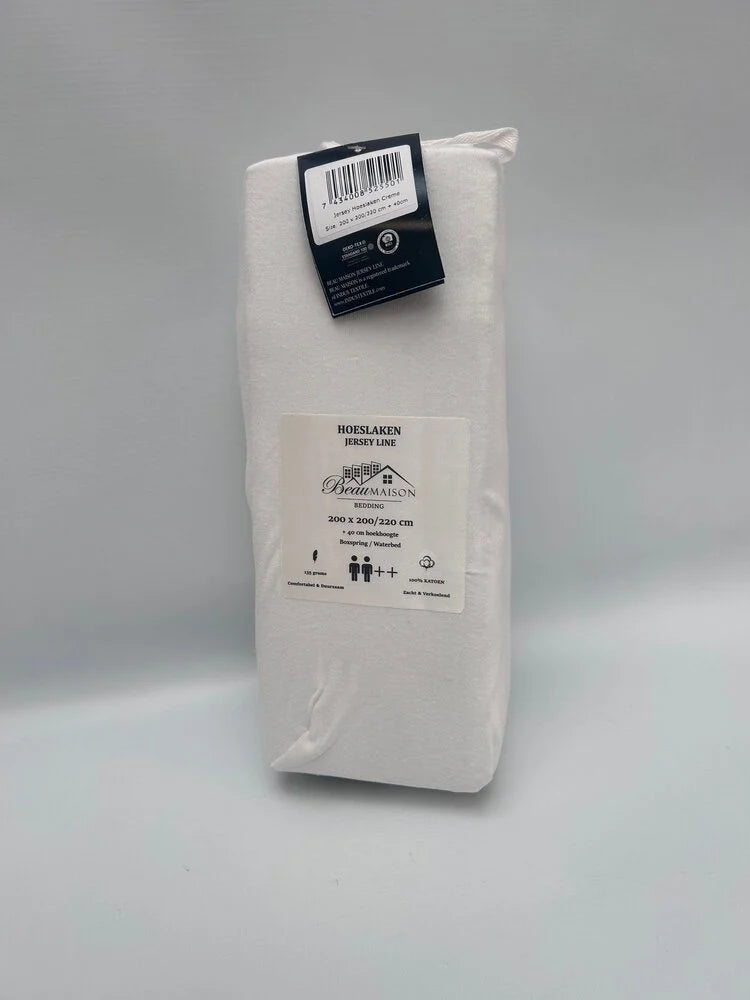 Jersey Fitted Sheet Off White – Non-Iron, Perfect Fit & Breathable