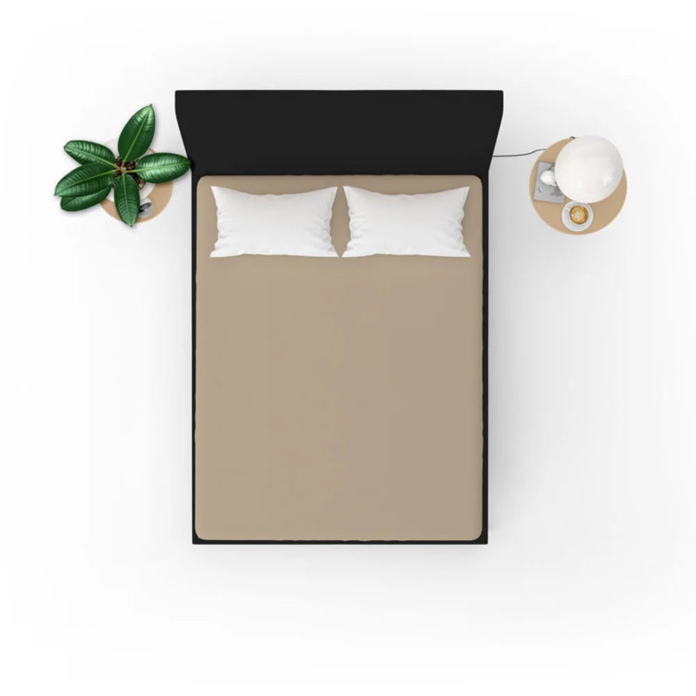 Jersey Taupe Fitted Sheet – Non-Iron, Breathable & Perfect Fit | 100% Cotton