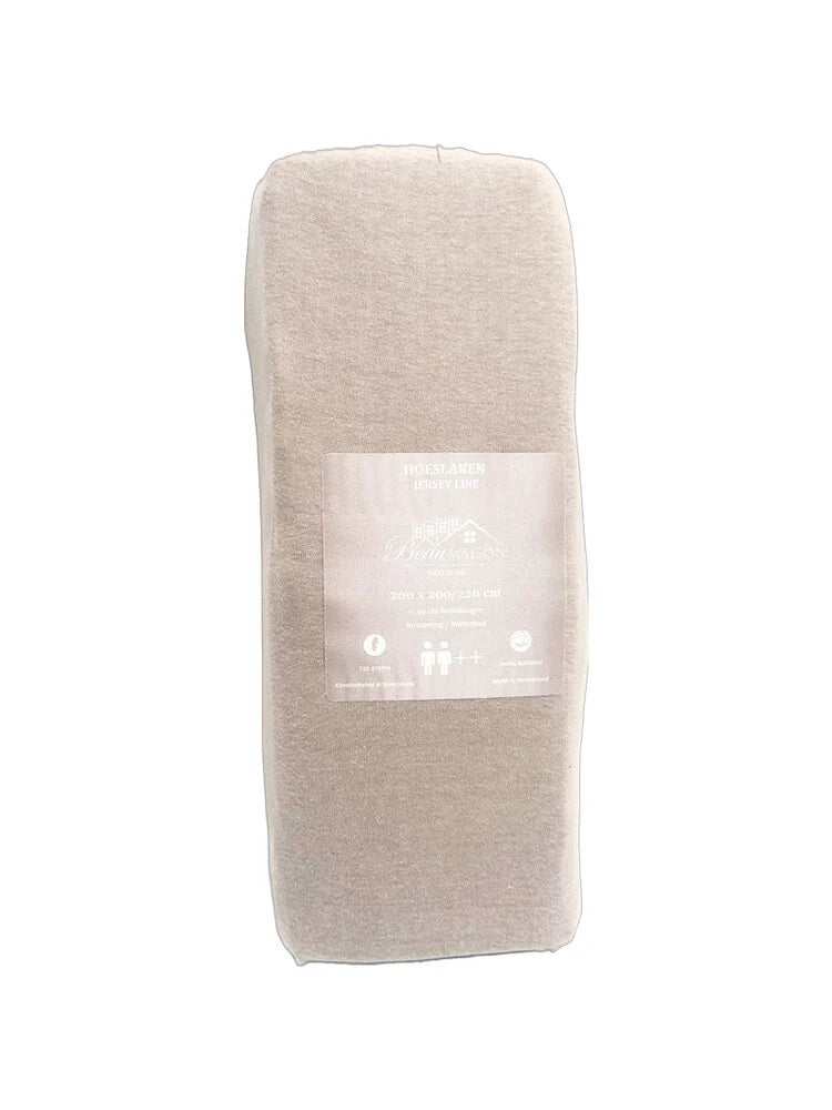 Jersey Taupe Fitted Sheet – Non-Iron, Breathable & Perfect Fit | 100% Cotton