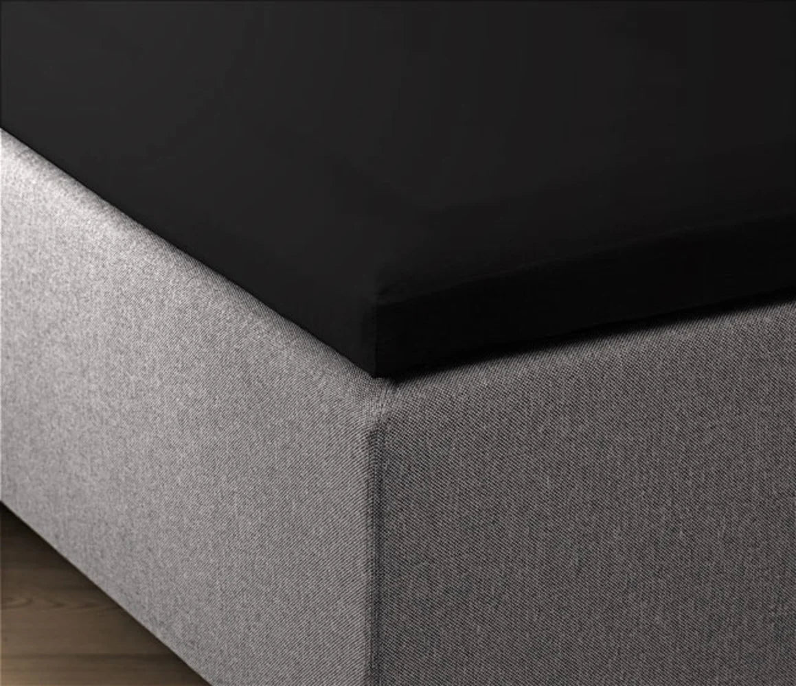 Topper Hoeslaken Katoen Zwart – 100% Hoogwaardig Katoen