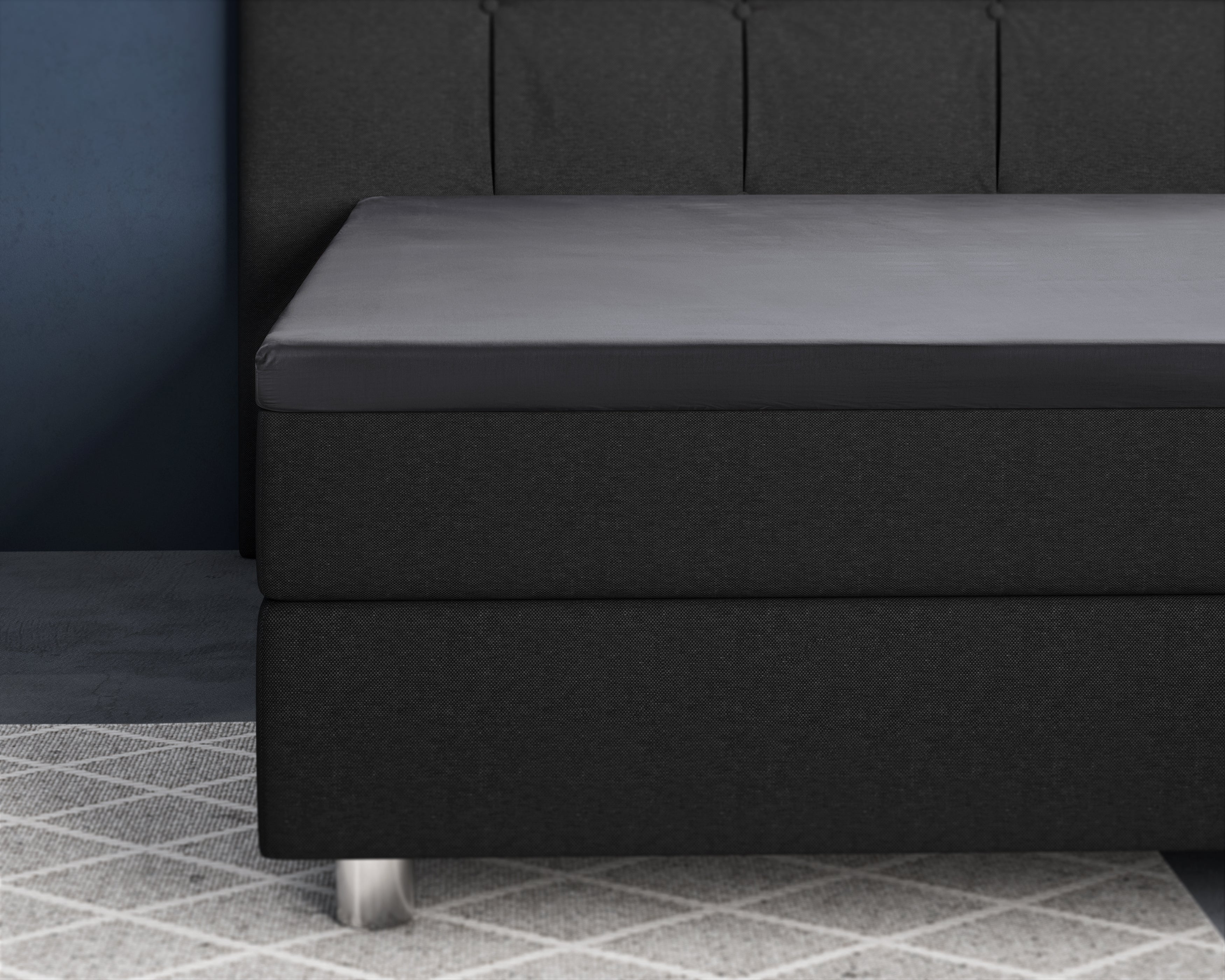 Topper Satin Fitted Sheet Anthracite - Reactive washed - Soft, smooth, breathable and has a light sheen - Free from harmful substances and skin-friendly