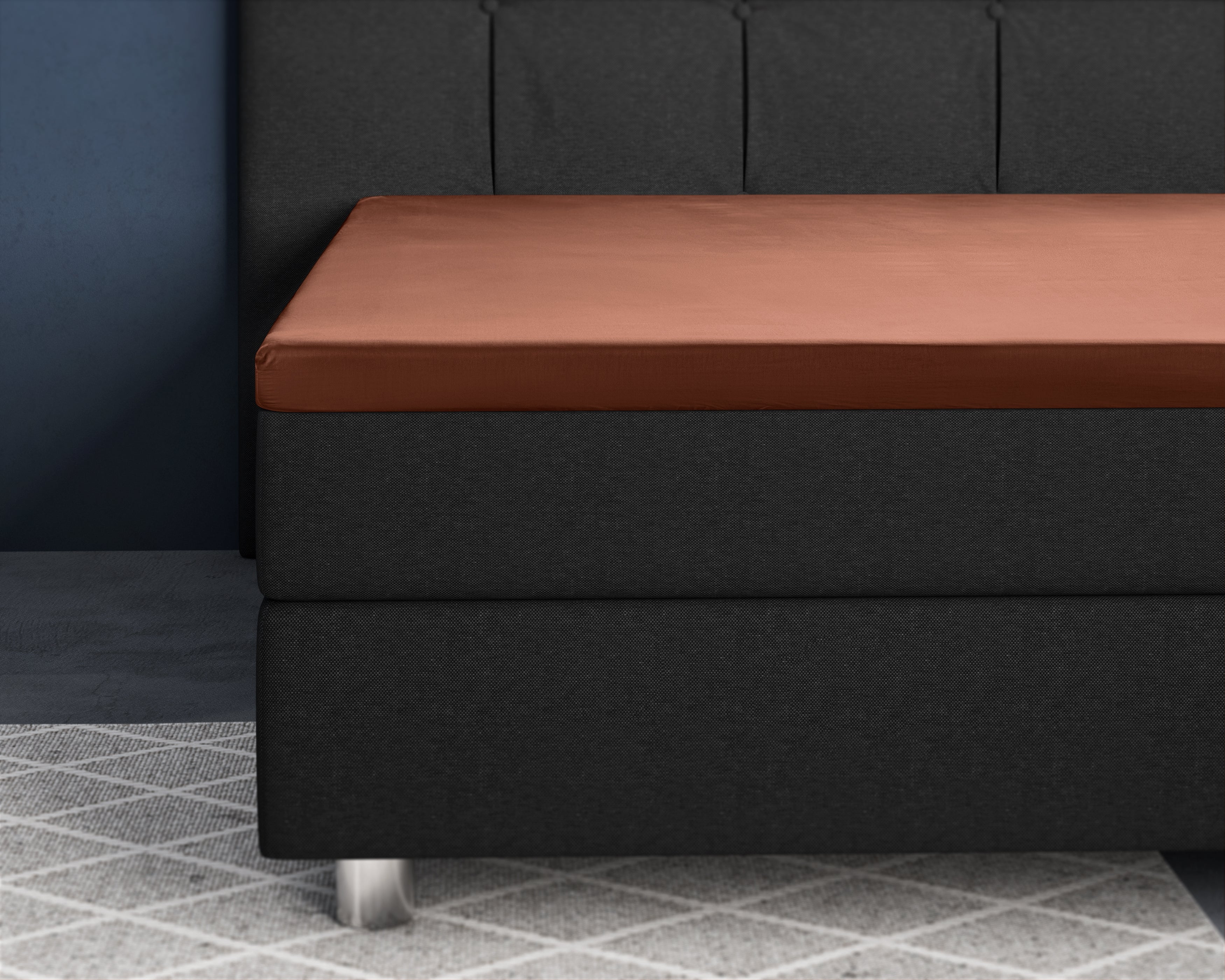 Topper Satin Fitted Sheet Brown - Reactive washed - Soft, smooth, breathable and has a light sheen - Free from harmful substances and skin-friendly