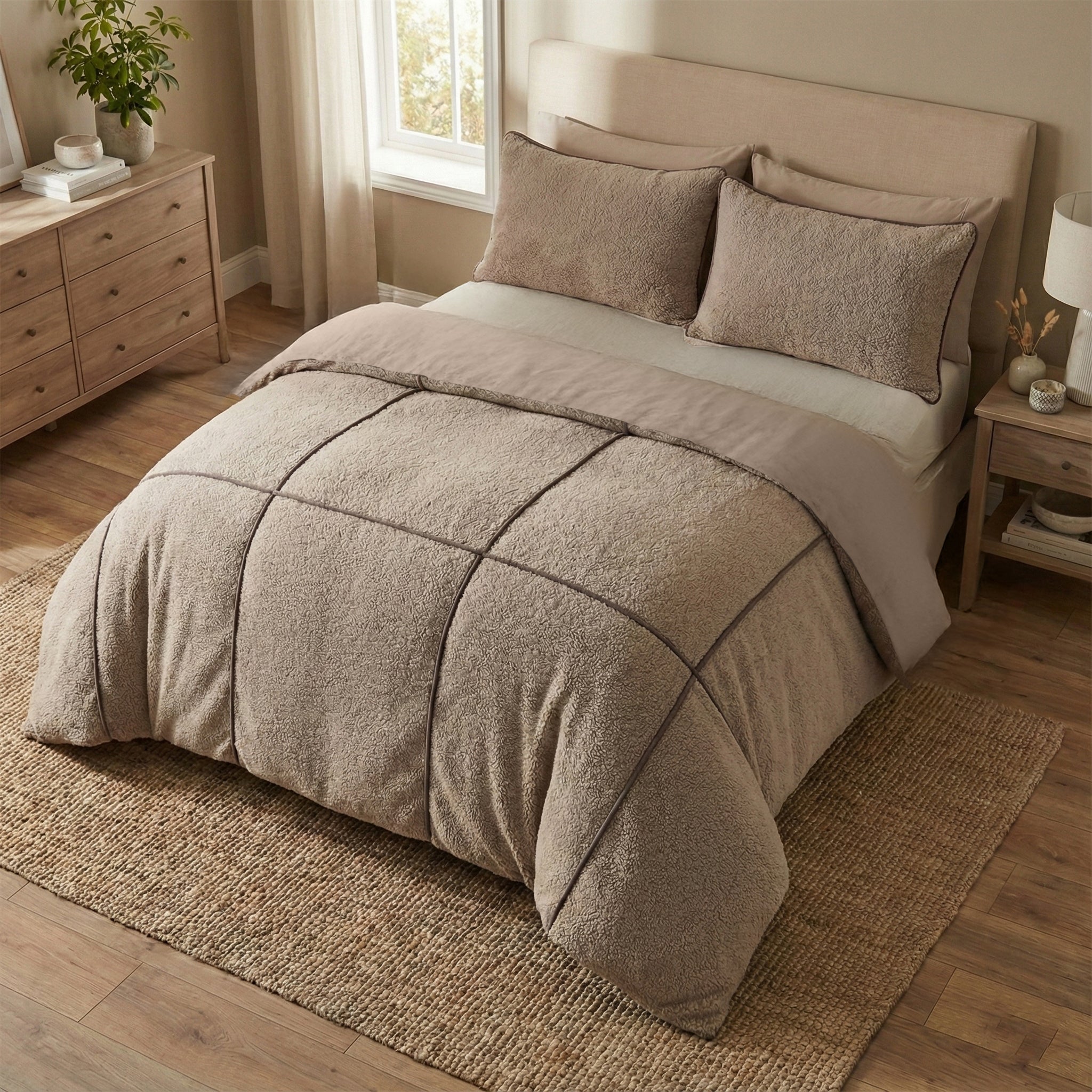 Trim Teddy Dekbedovertrek Taupe