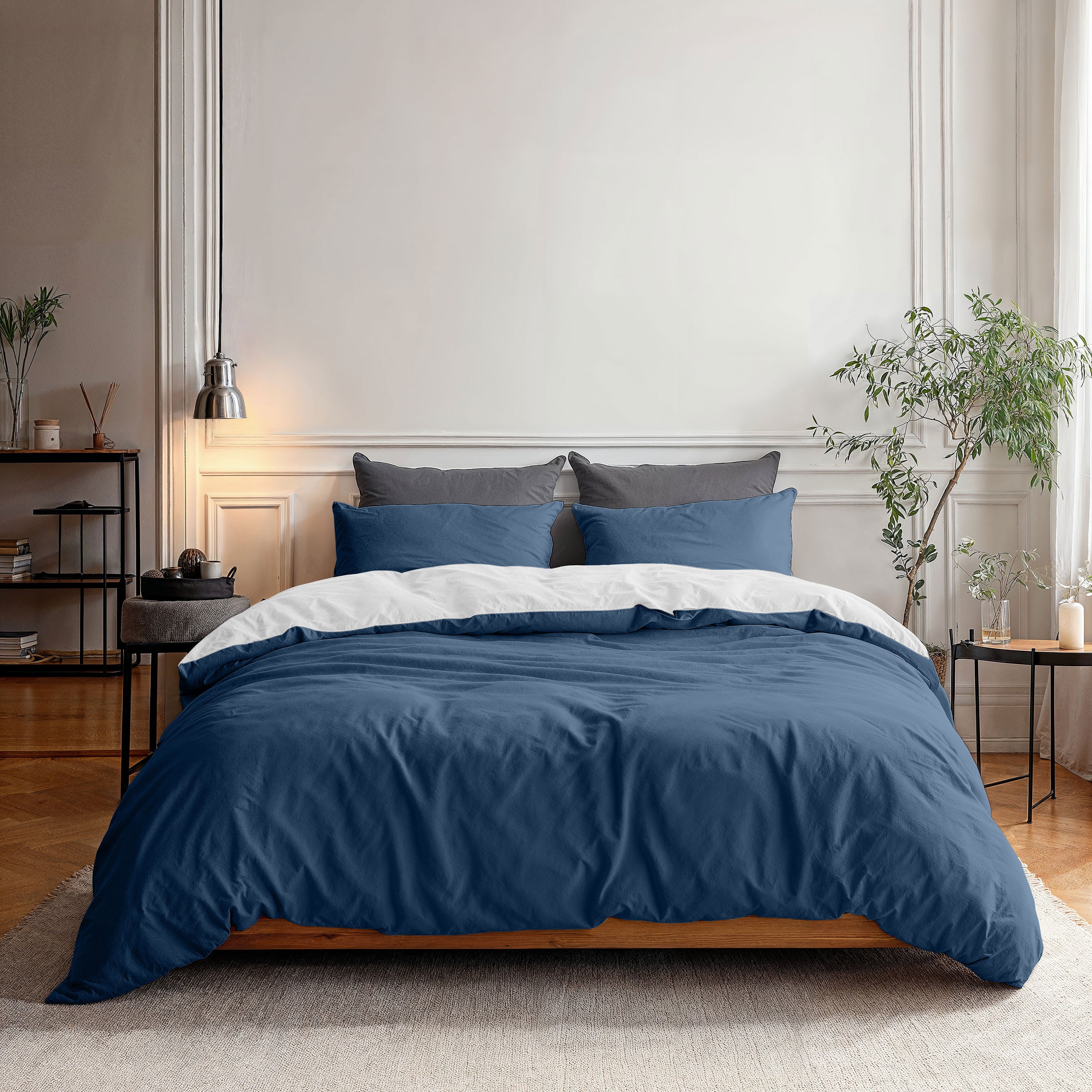 Twin Face Dekbedovertrek Navy/Wit