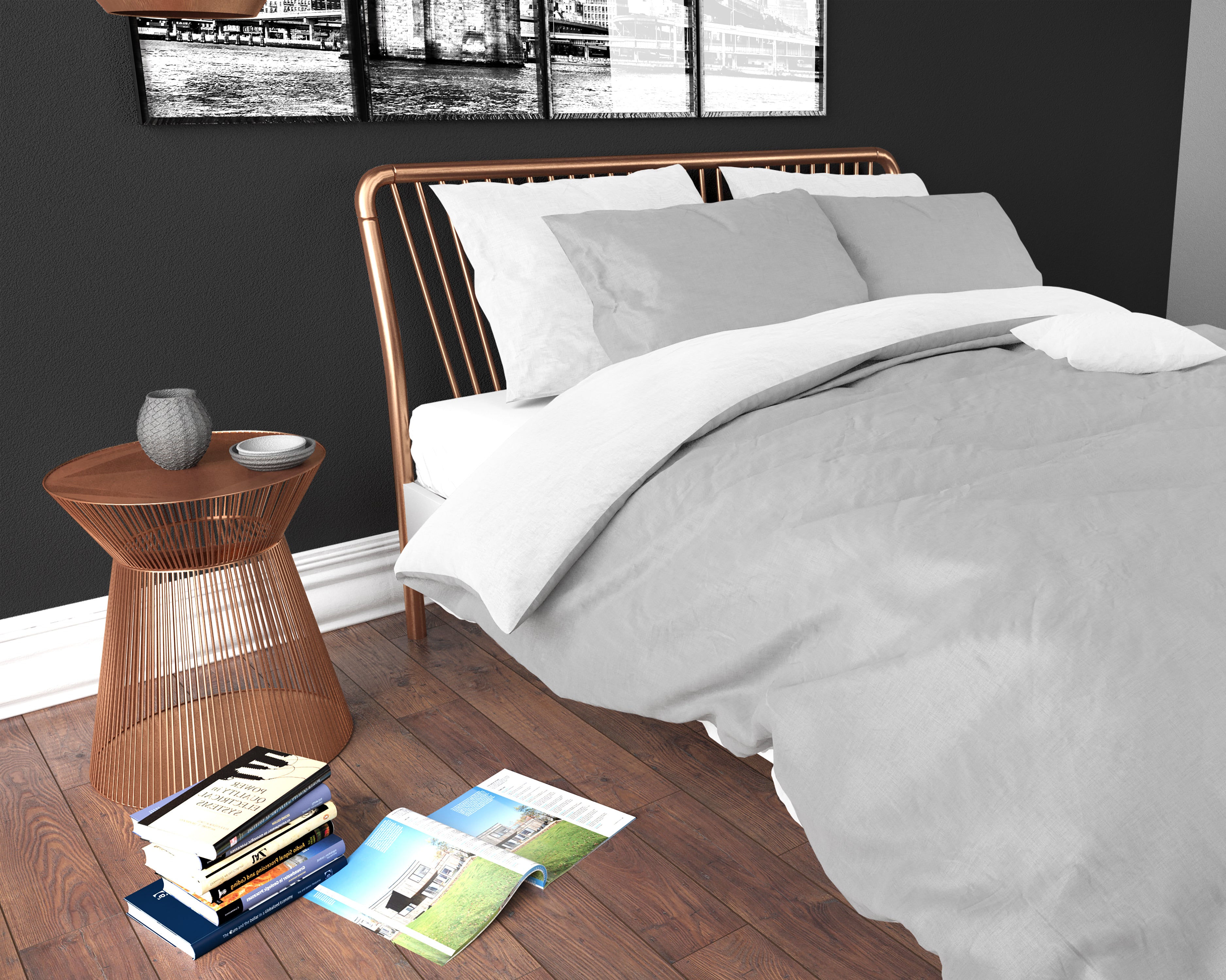 Twin Face Dekbedovertrek Wit/Grijs