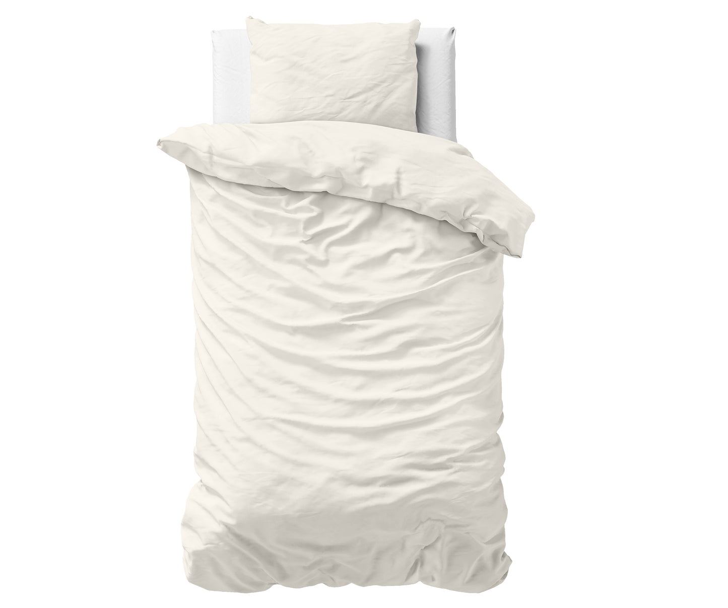 Uni Satijn Dekbedovertrek Creme - Luxe Satijn - Hoge kwaliteit - Modern