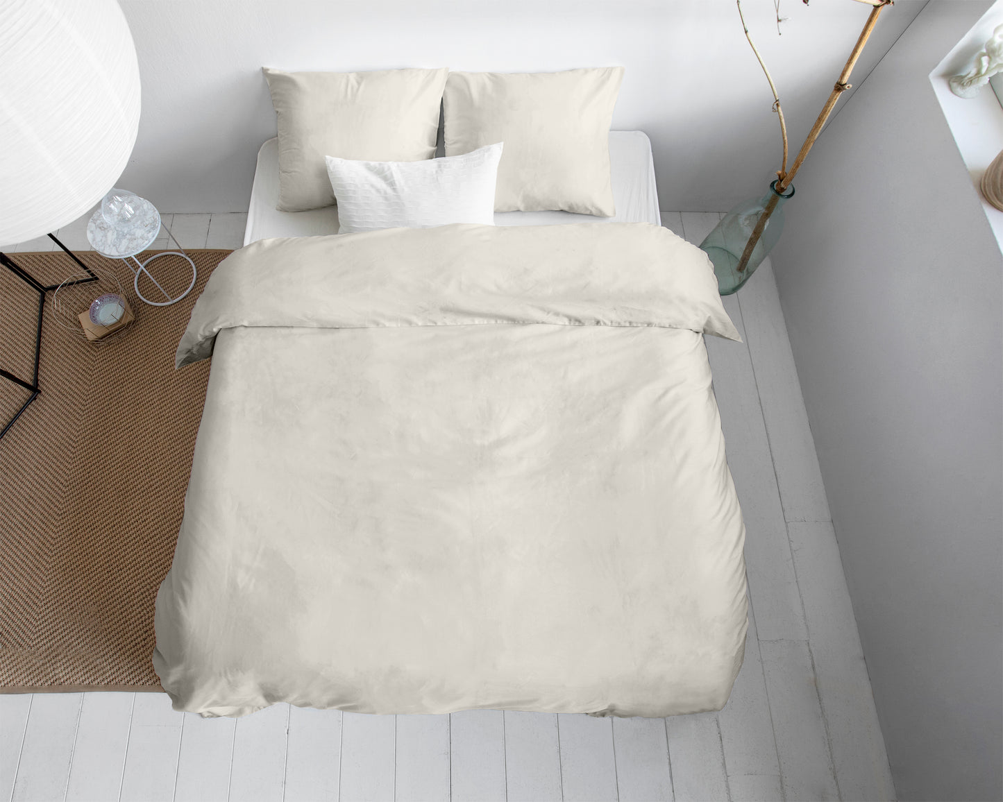 Uni Satijn Dekbedovertrek Creme - Luxe Satijn - Hoge kwaliteit - Modern