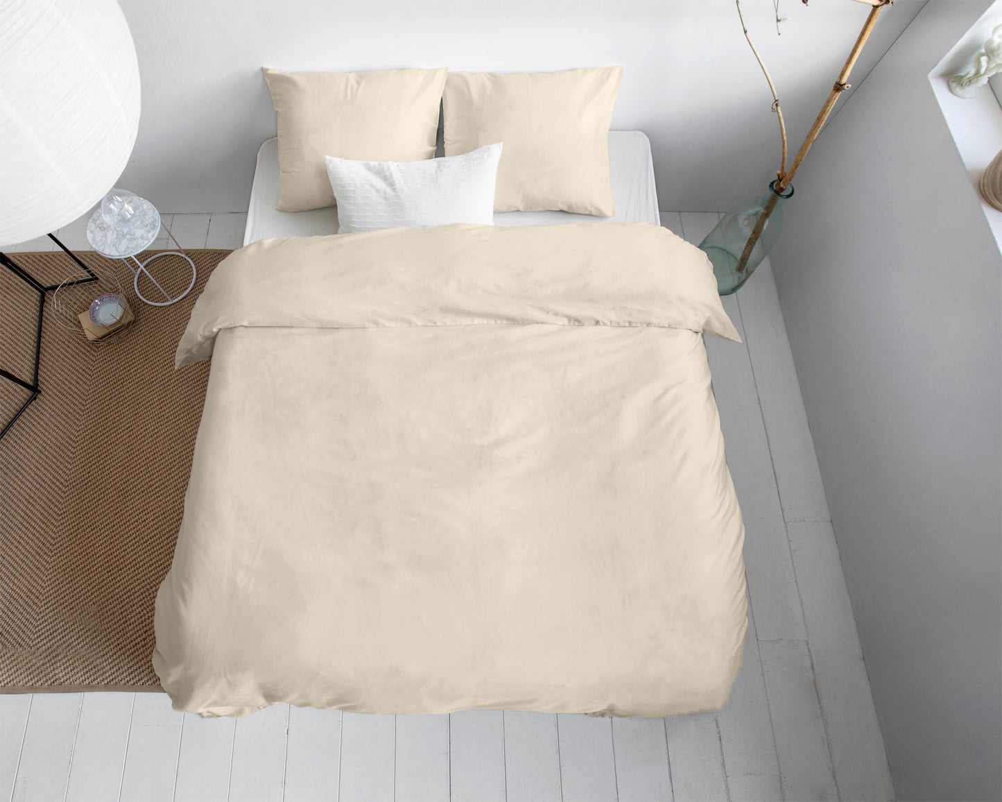 Uni Satijn Dekbedovertrek Zand - Luxe Satijn - Hoge kwaliteit - Modern