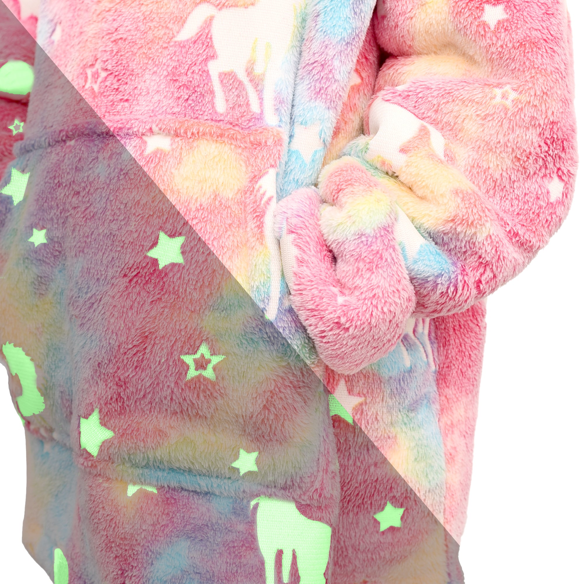 Unicorn hoodie Multi - 100% Teddy Polyester Microfleece - 240 GSM - Extra Soft Inside
