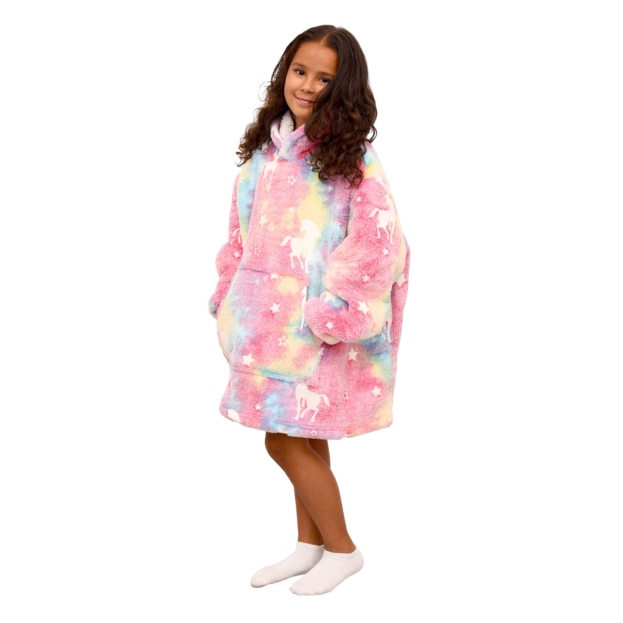 Unicorn hoodie Multi - 100% Teddy Polyester Microfleece - 240 GSM - Extra Soft Inside