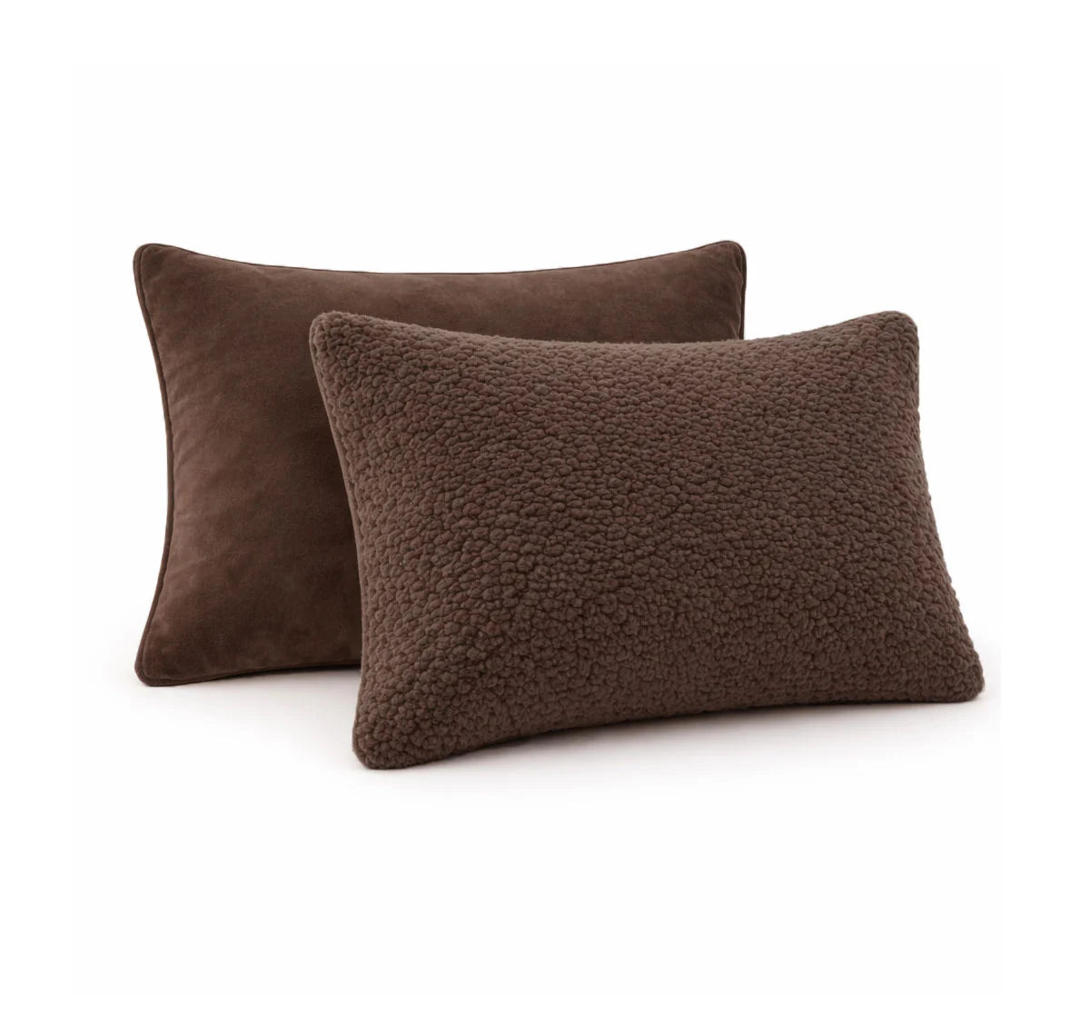 Valking Coffee Brown Set van 2 Sherpa Comfort Kussenslopen 60 x 70 cm