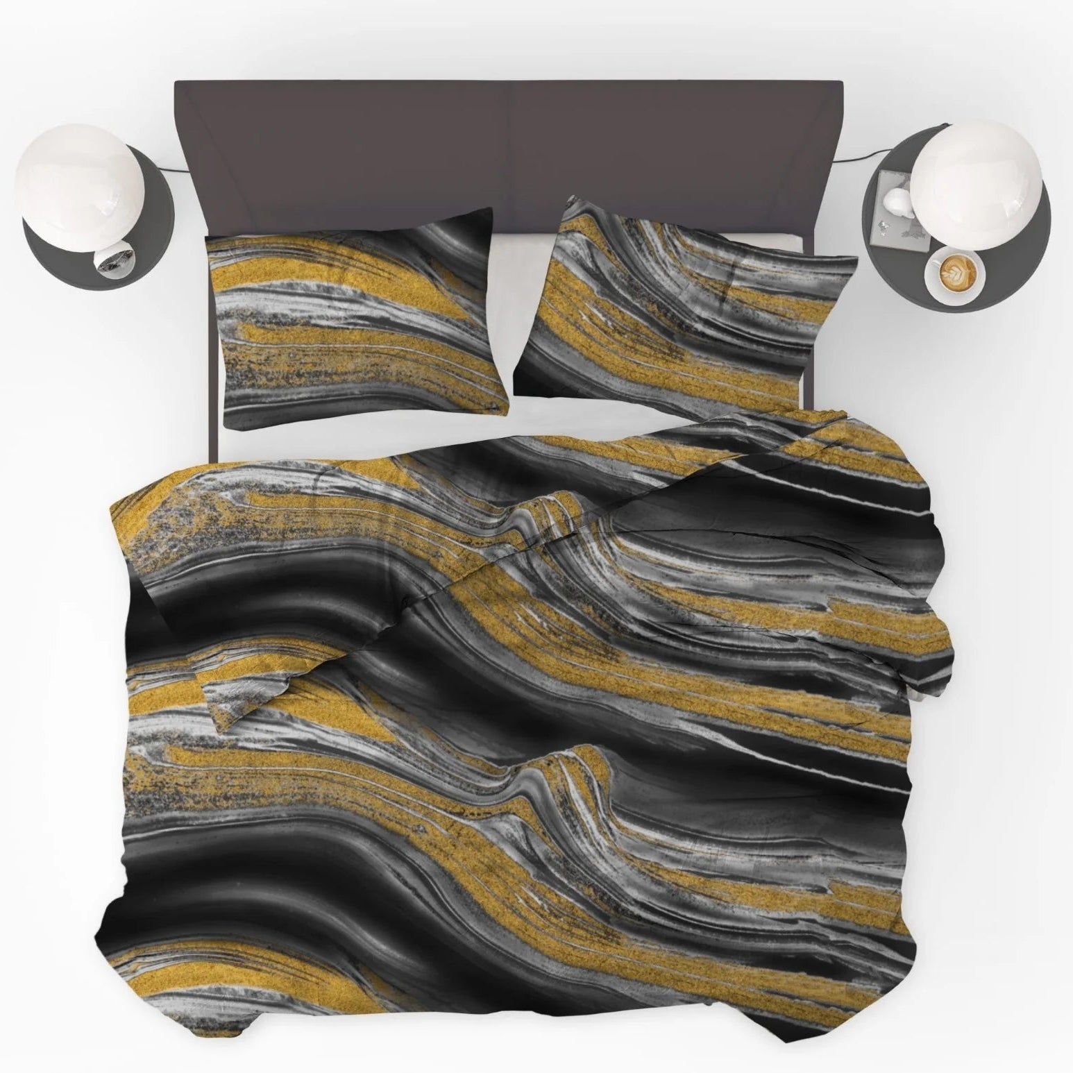 Valking Dekbed - Marble Black Gold - Voor het hele jaar + Kussenslopen