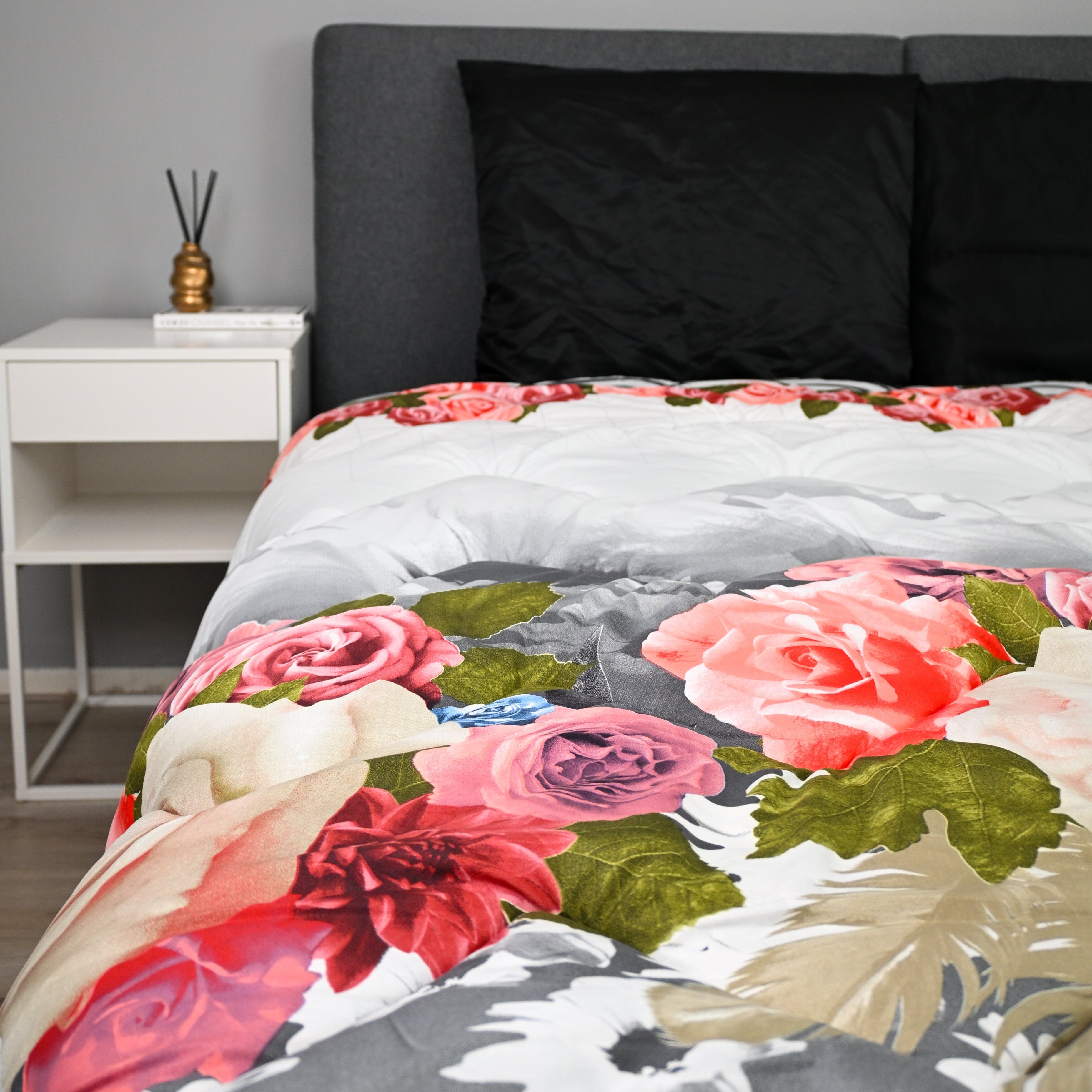 Valking Dekbed Zonder Overtrek - Grijs & Rozen - Voor het hele jaar