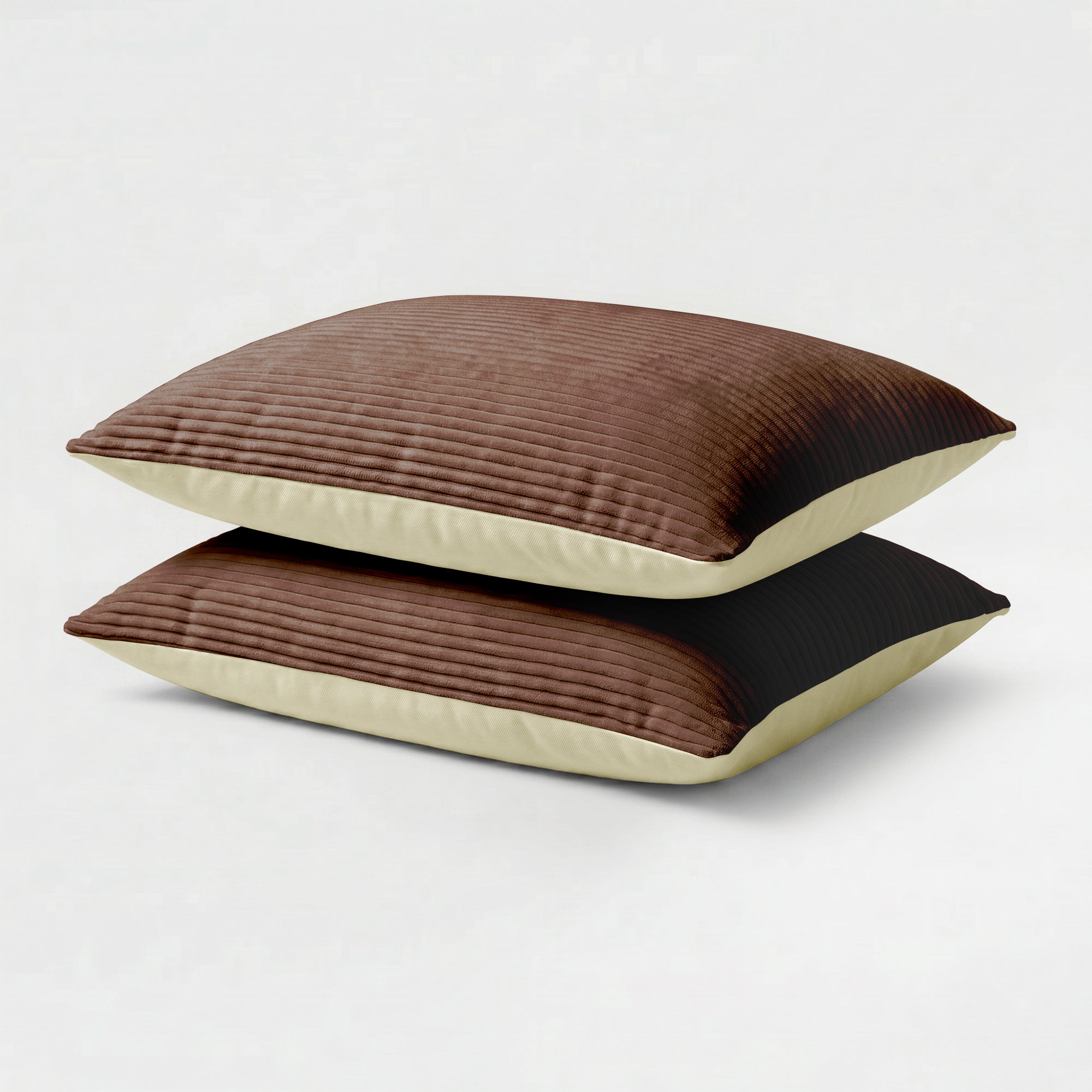 Valking Kussenslopen Corduroy - Chocolate Bruin/Crème - Set van 2 stuk
