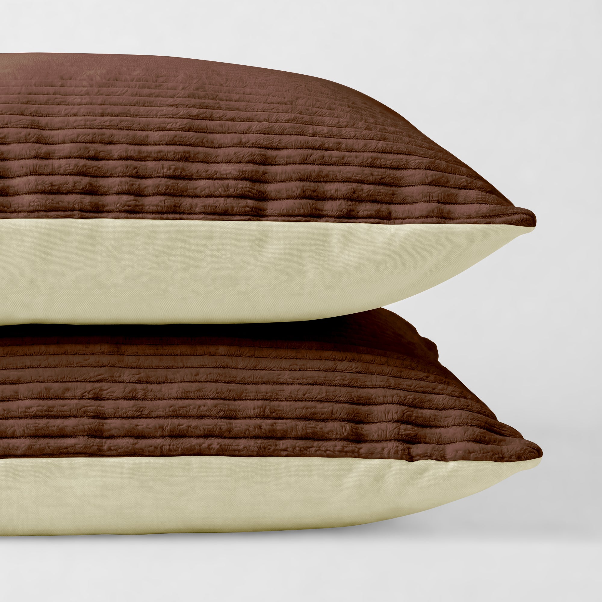 Valking Kussenslopen Corduroy - Chocolate Bruin/Crème - Set van 2 stuk