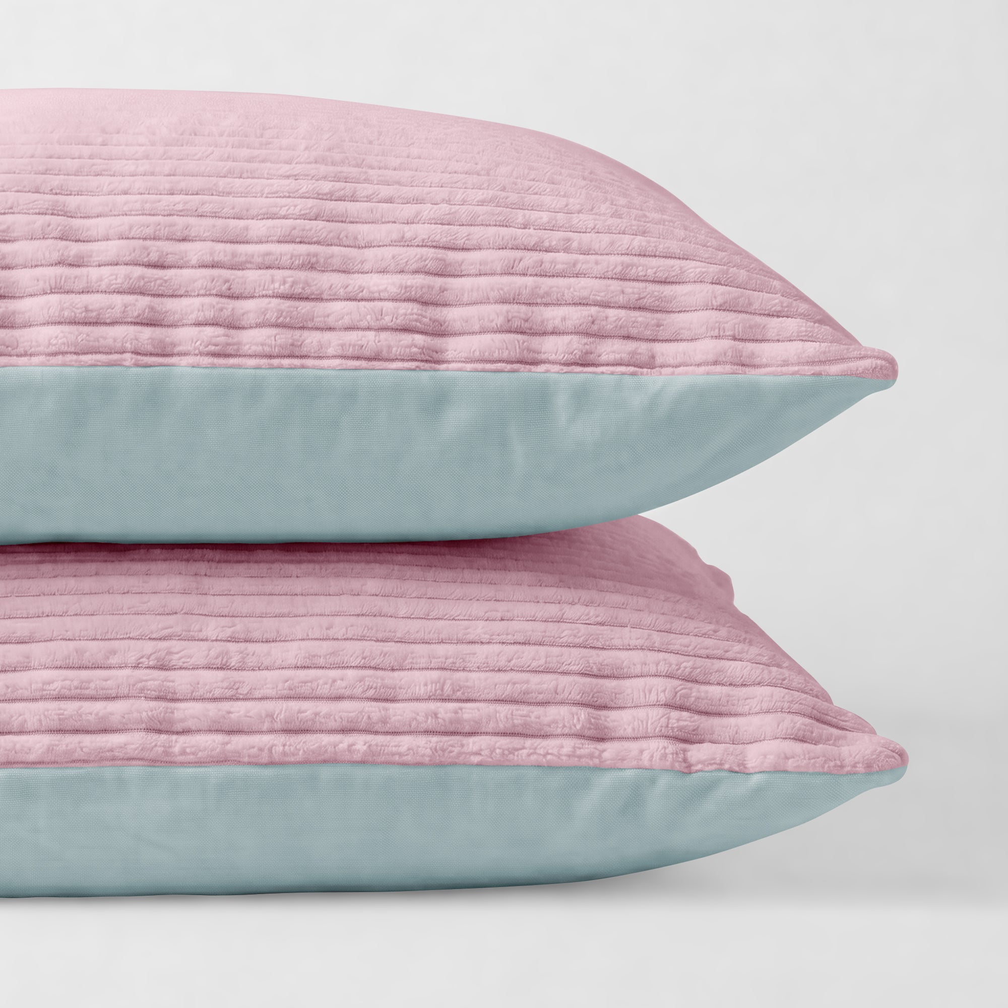 Valking Kussenslopen Corduroy - Oud Roze/Licht Grijs - Set van 2 stuks