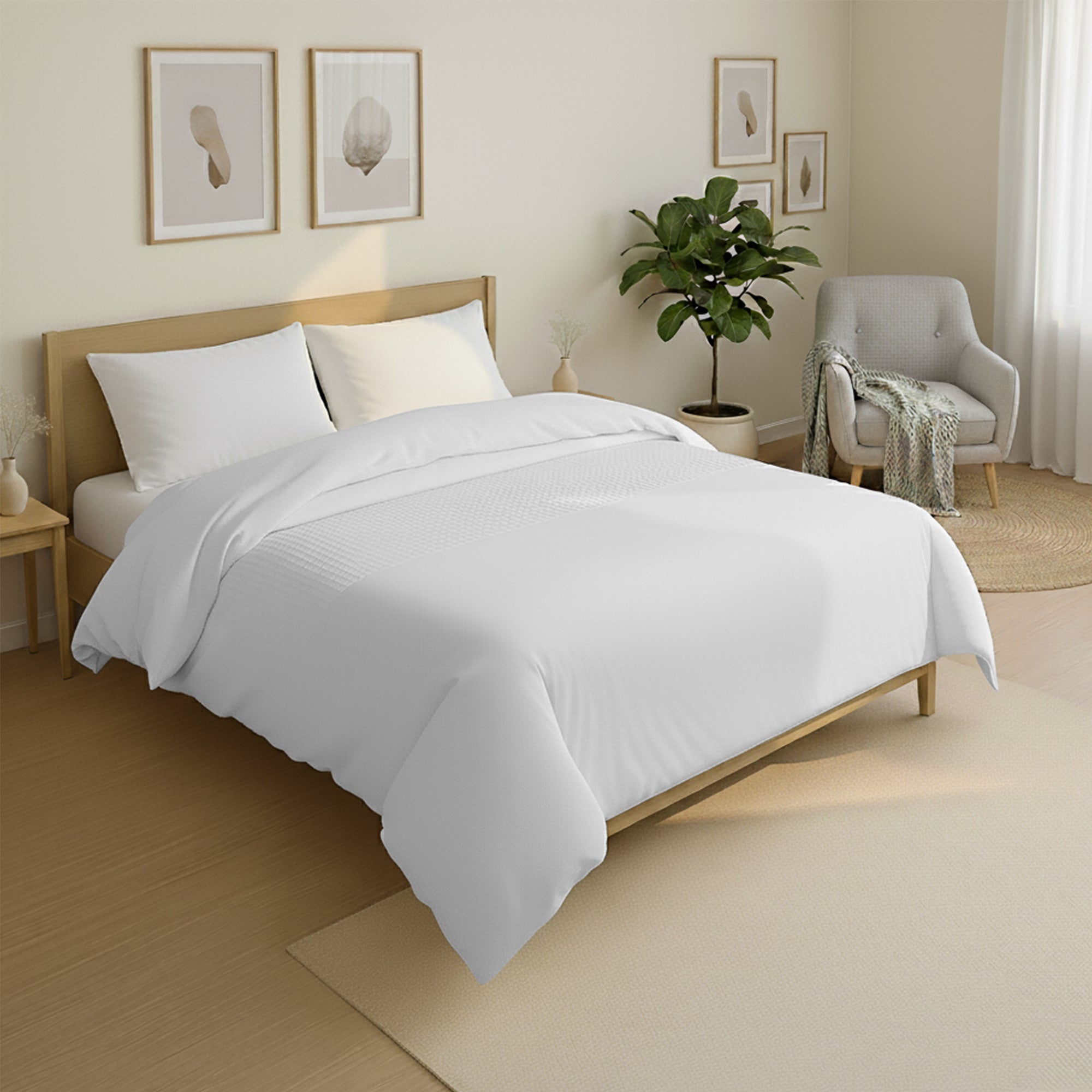 Valking Wafel Band Dekbed Zonder Overtrek - Wit - Voor het hele jaar