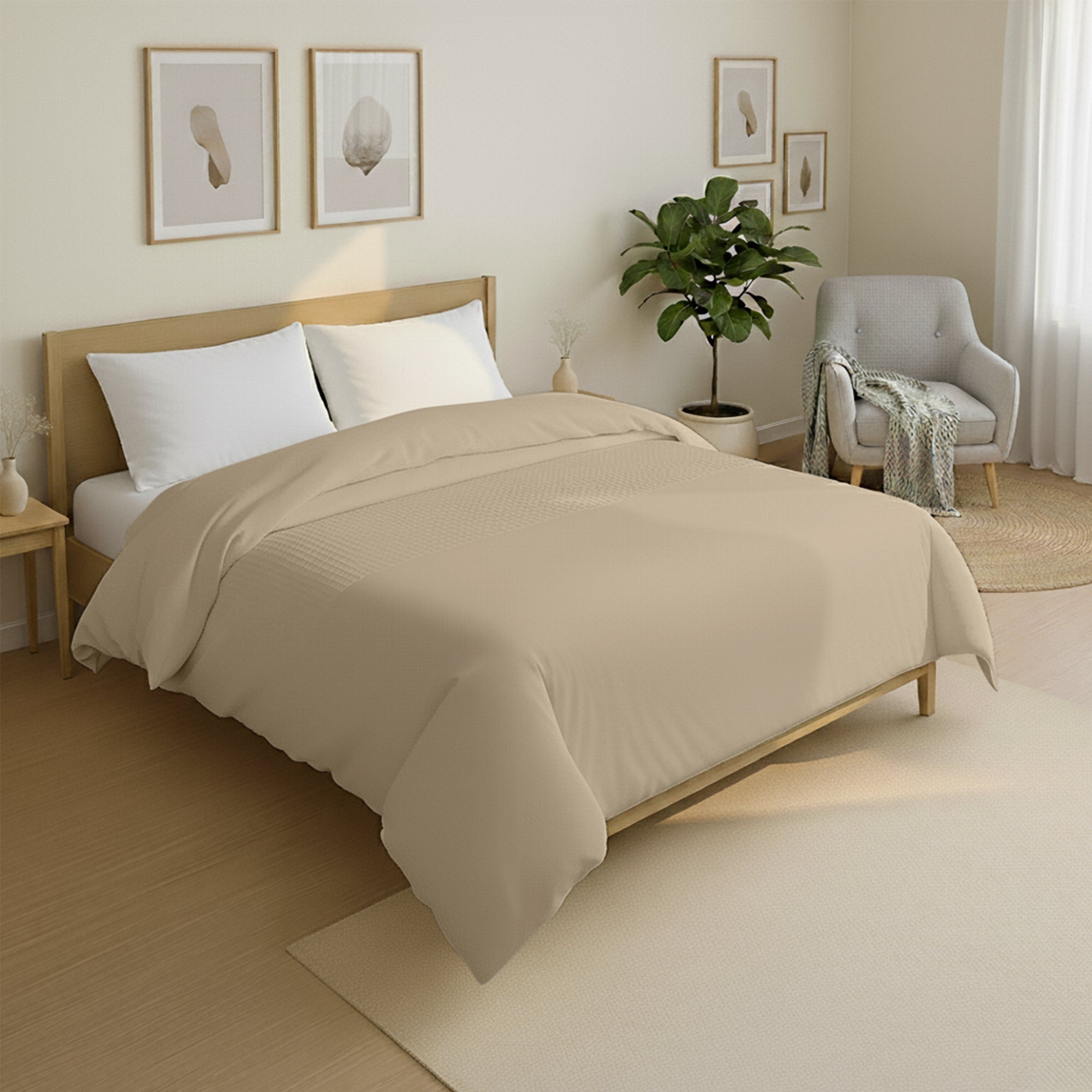 Valking Wafel Band Dekbed Zonder Overtrek - Zand - Voor het hele jaar