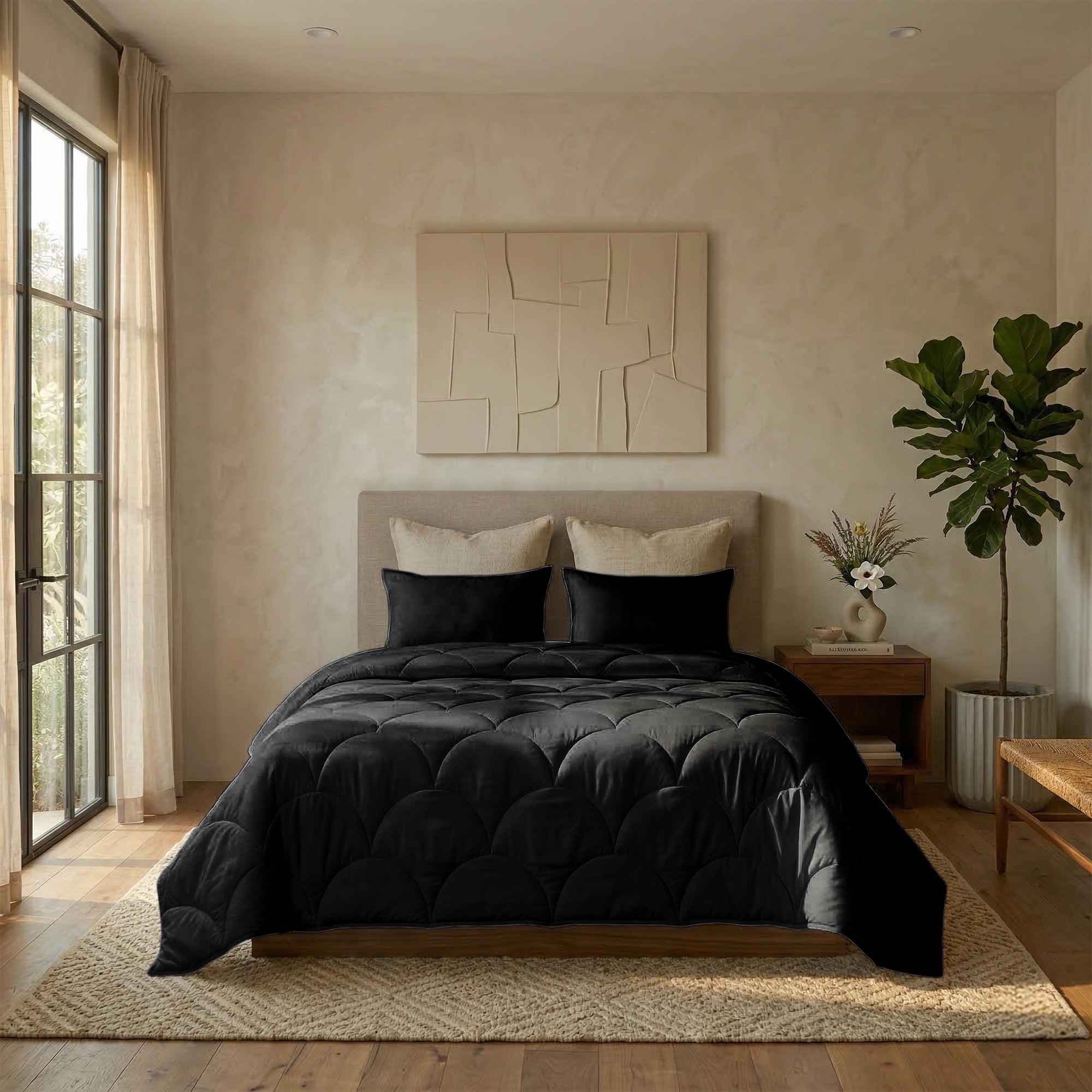 Valking® Dekbed - Katoen Percale - Zwart - Voor het hele jaar + Slopen