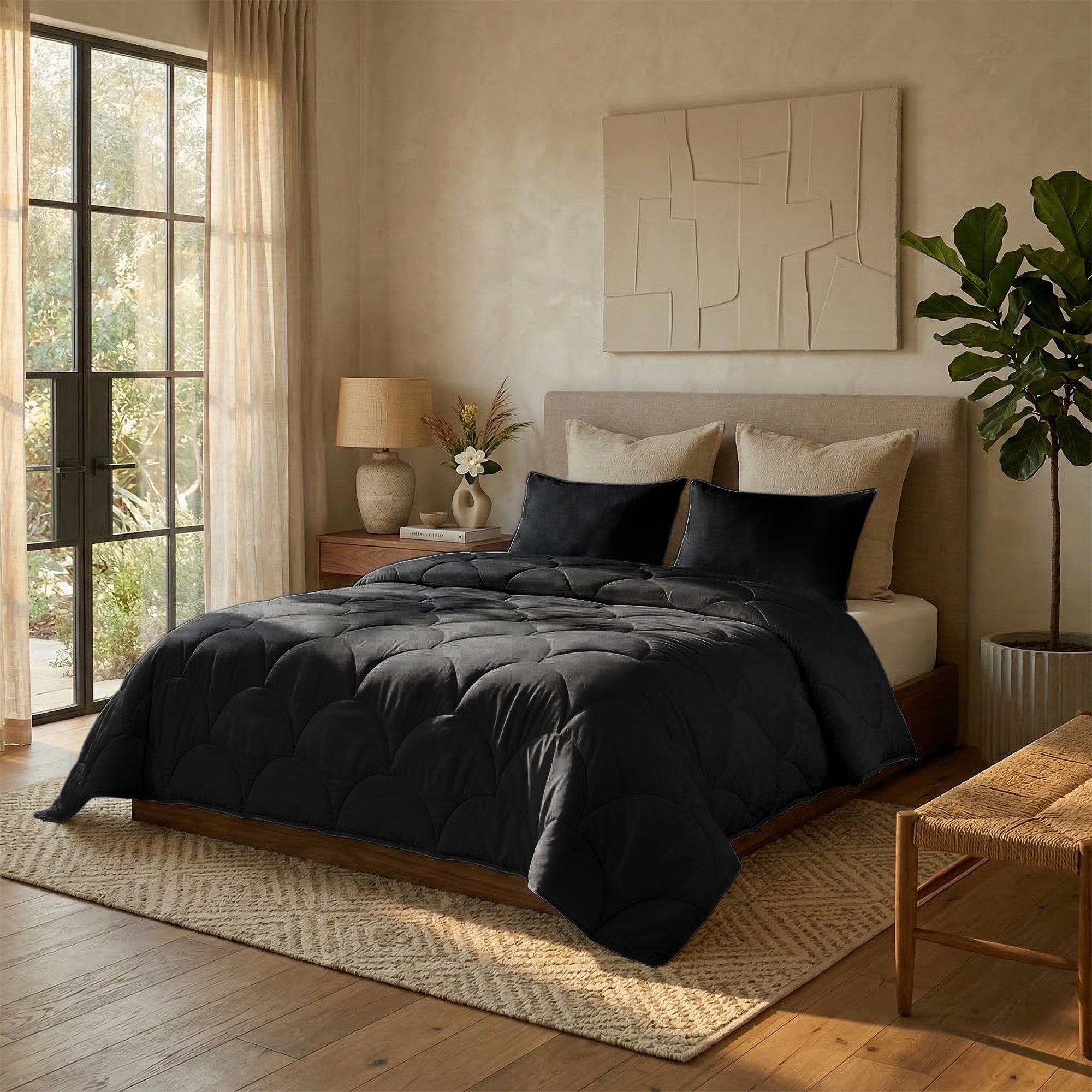 Valking® Dekbed - Katoen Percale - Zwart - Voor het hele jaar + Slopen