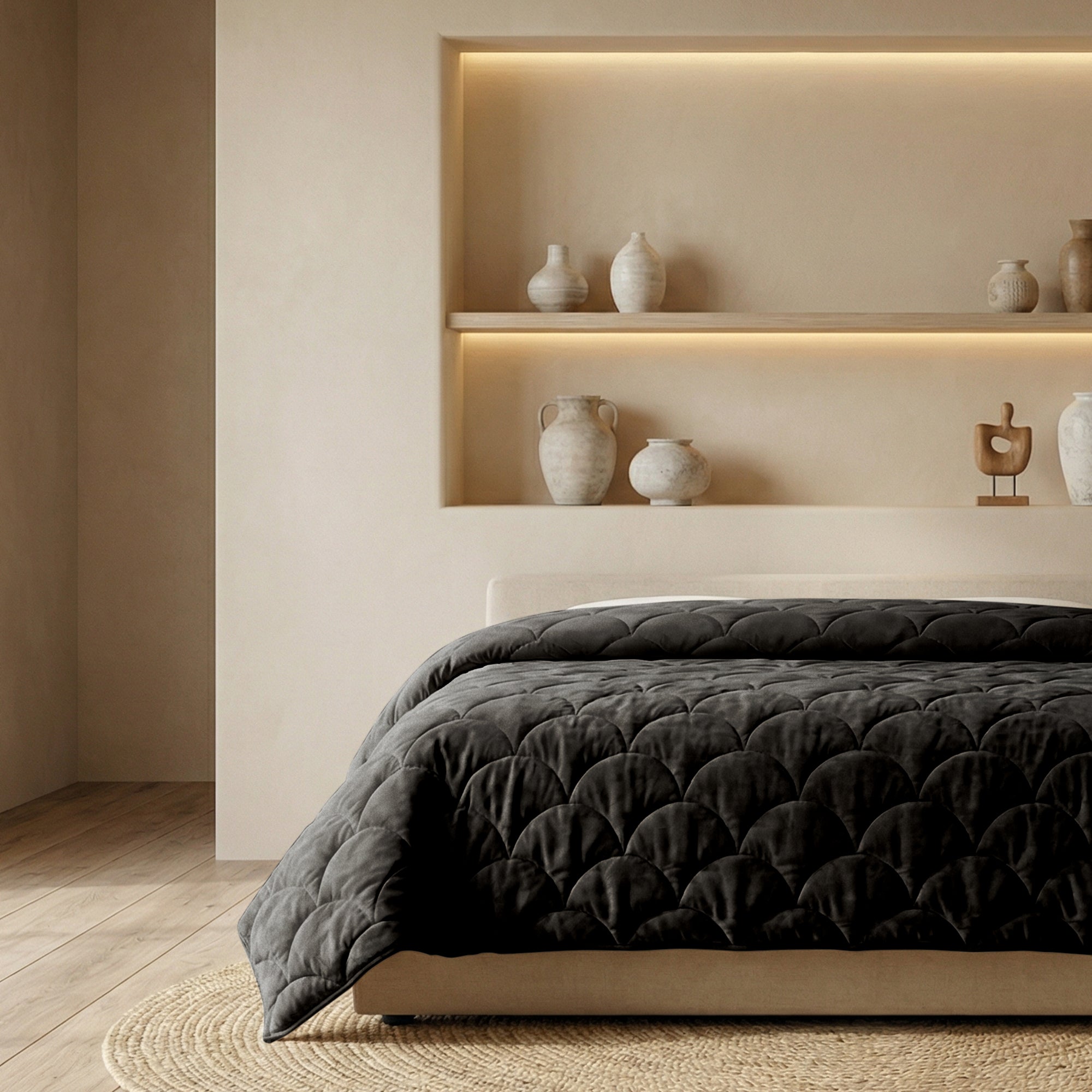 Valking® Dekbed Chenille Velvet Emboss - Zwart - Voor het hele jaar