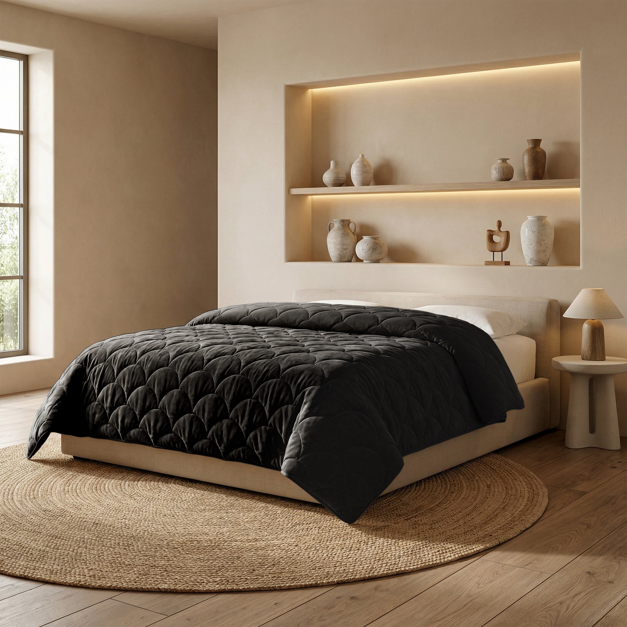 Valking® Dekbed Chenille Velvet Emboss - Zwart - Voor het hele jaar