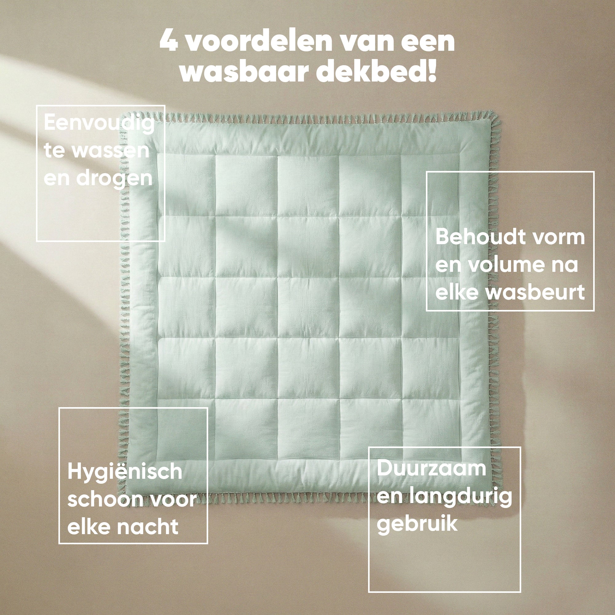 Valking® Dekbed Lace Trim - Ibiza Licht Groen - Voor het hele jaar
