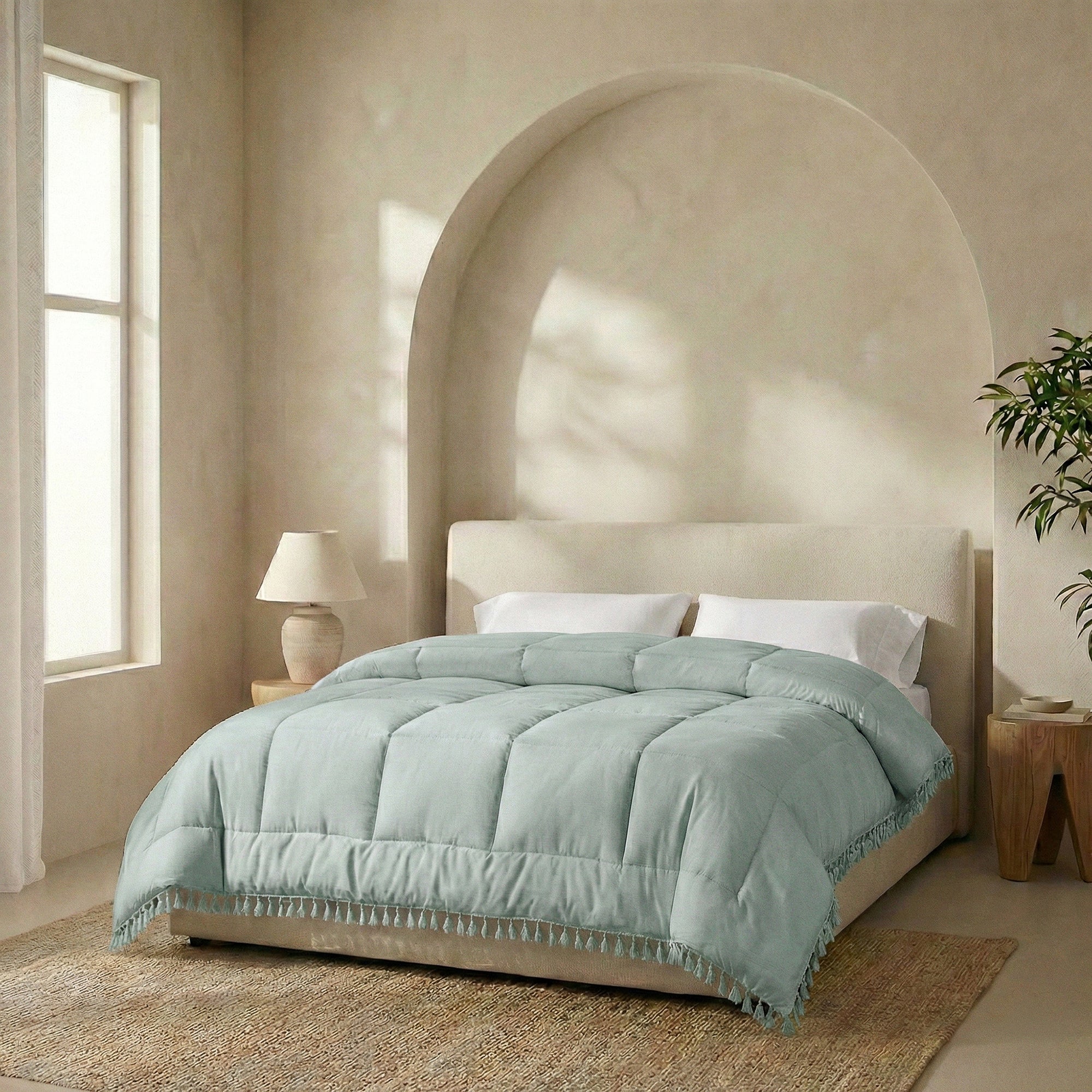 Valking® Dekbed Lace Trim - Ibiza Licht Groen - Voor het hele jaar