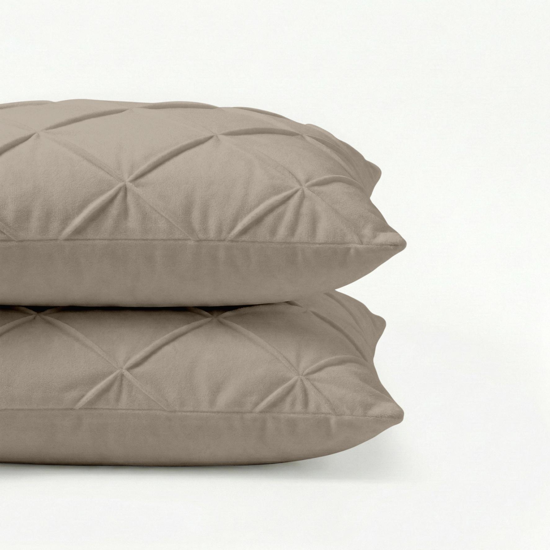Valking® Kussenslopen - Velvet Diamant Pintuck - Licht Taupe - 2 Stuks