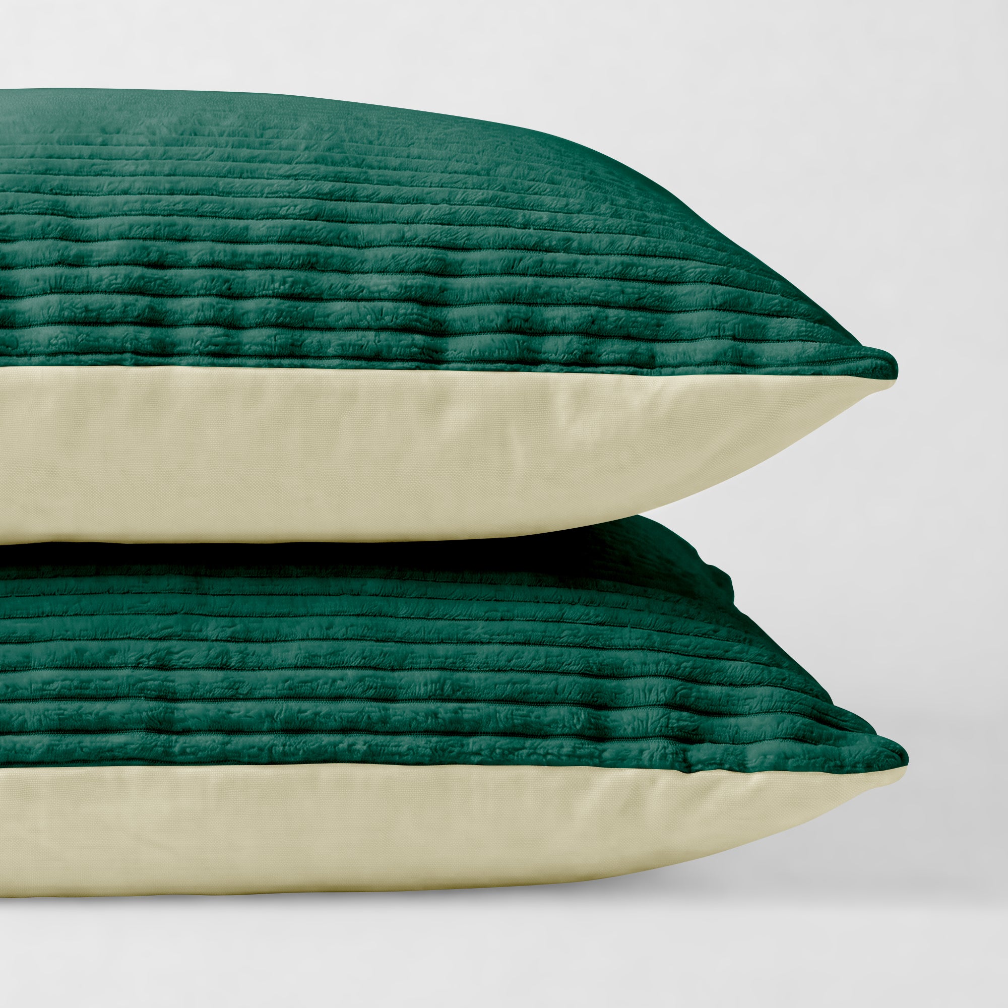 Valking® Kussenslopen Corduroy - Donker Groen/ Crème - Set van 2 stuks