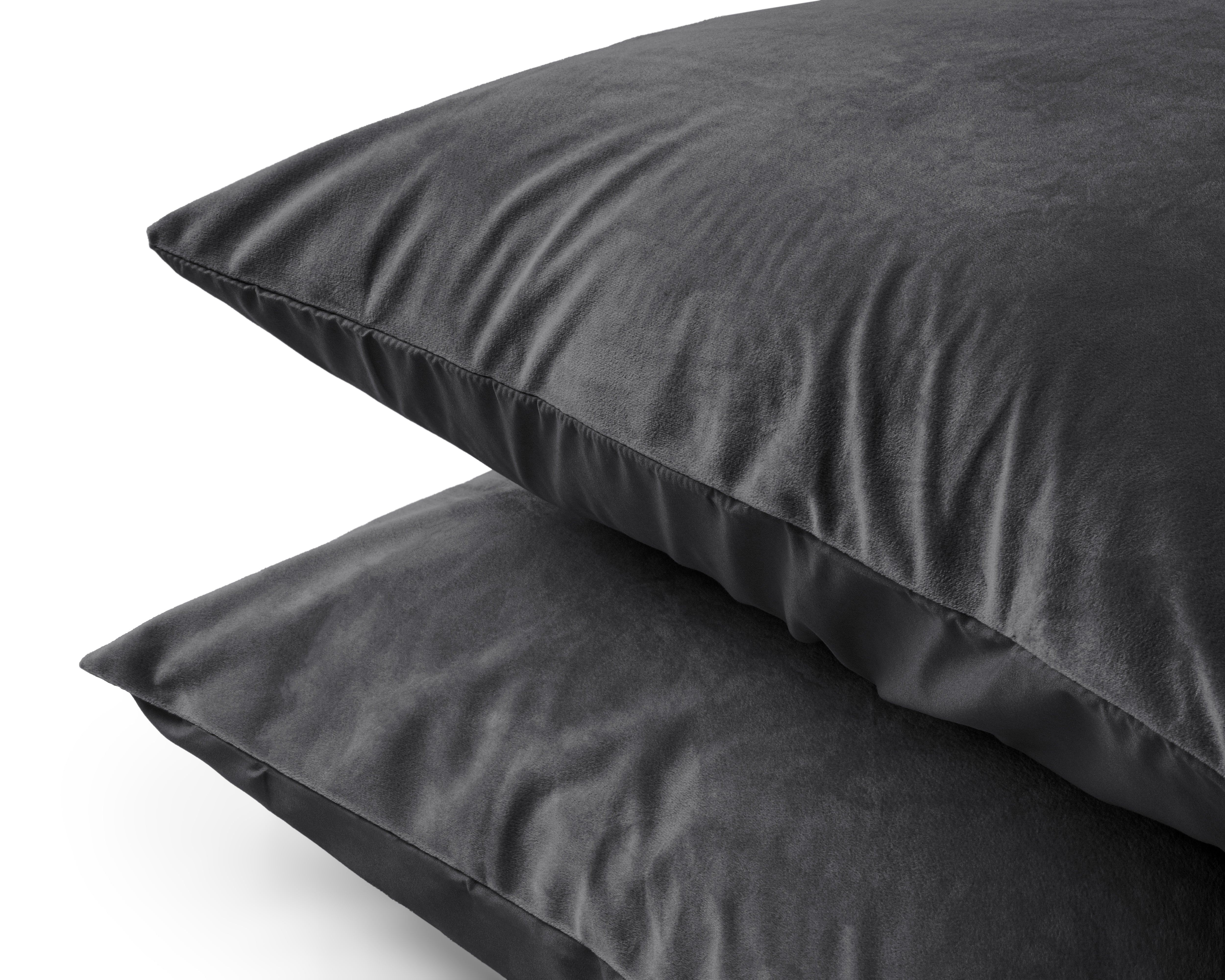 Velvet 2-in-1 pillowcases Anthracite 60 x 70 - Velvet soft - Velvet fabric - 2 pieces in 1 package
