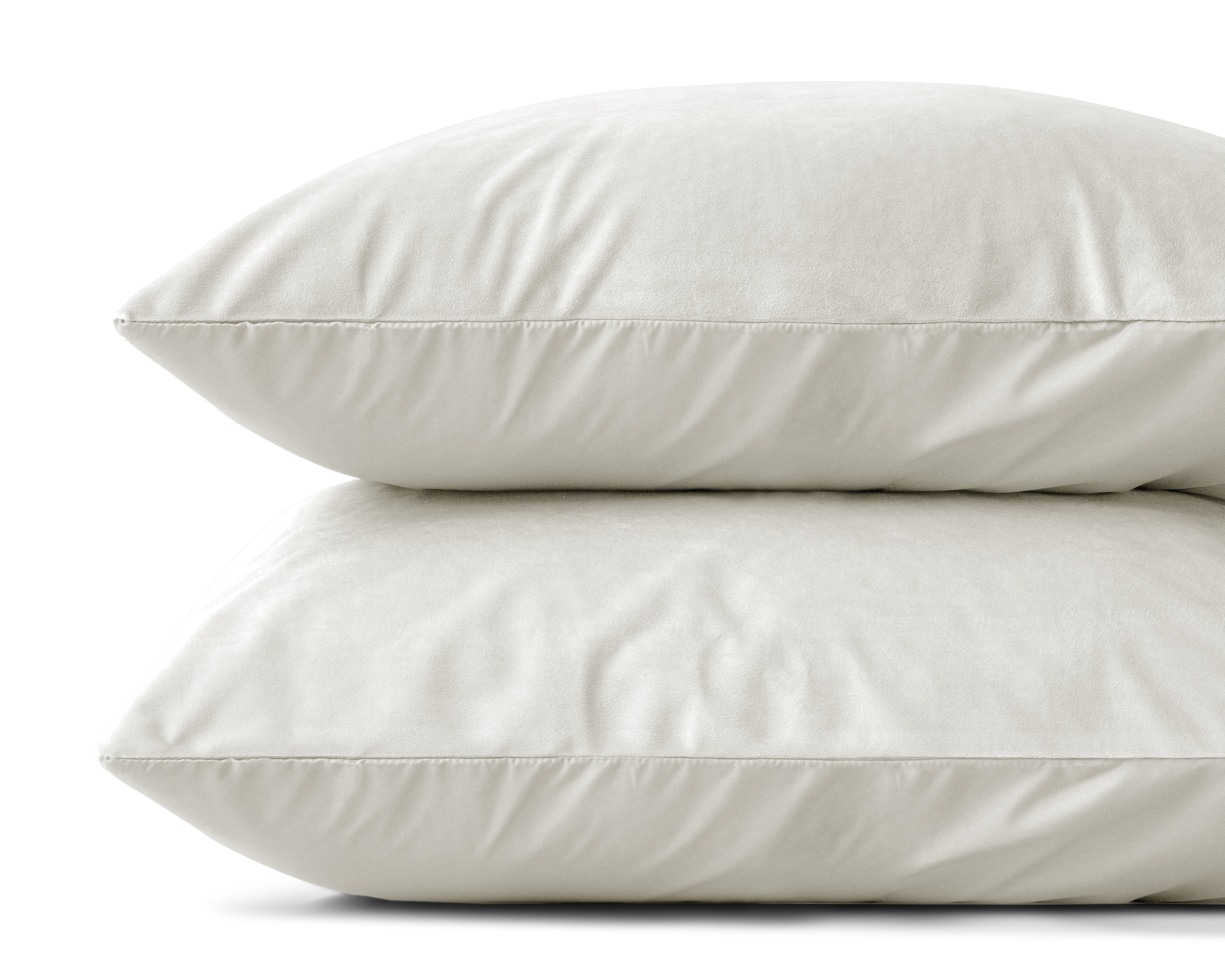 Velvet 2-in-1 pillowcases, cream, 60 x 70 cm, velvety soft, velvety fabric, 2 in 1 pack.