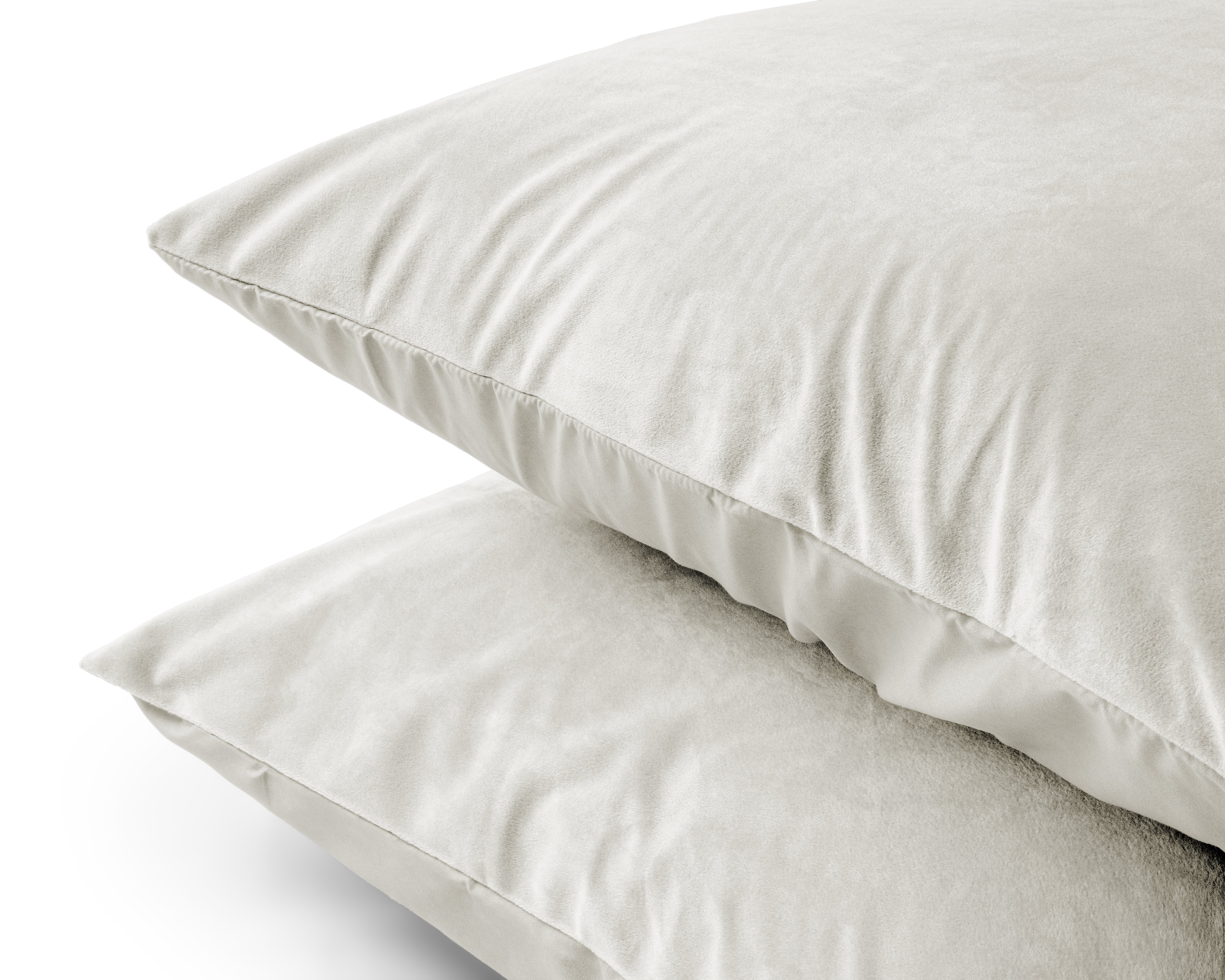 Velvet 2-in-1 pillowcases, cream, 60 x 70 cm, velvety soft, velvety fabric, 2 in 1 pack.