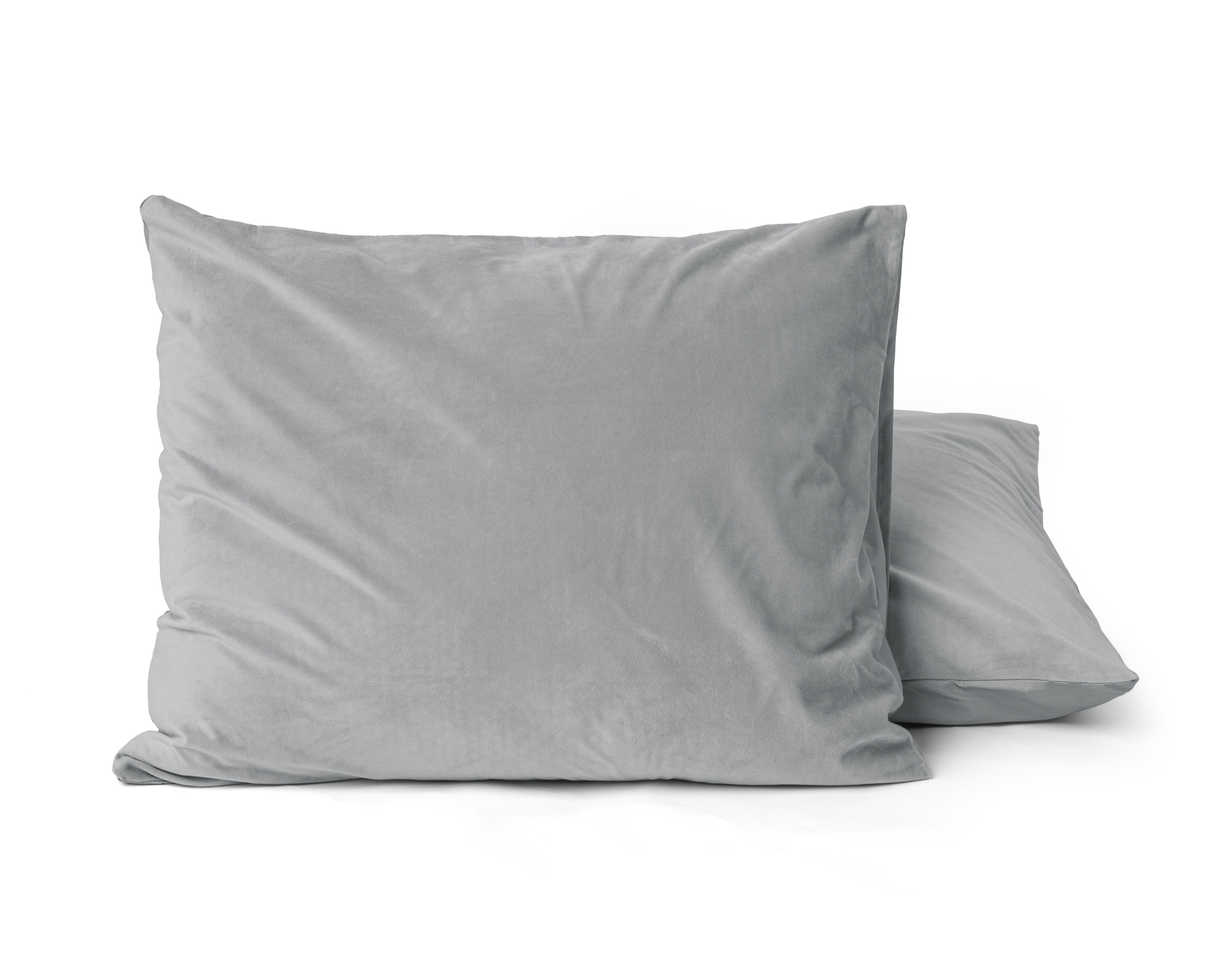 Velvet 2-in-1 pillowcases, Grey, 60 x 70 cm - Velvet soft - Velvet fabric - 2 pieces in 1 package