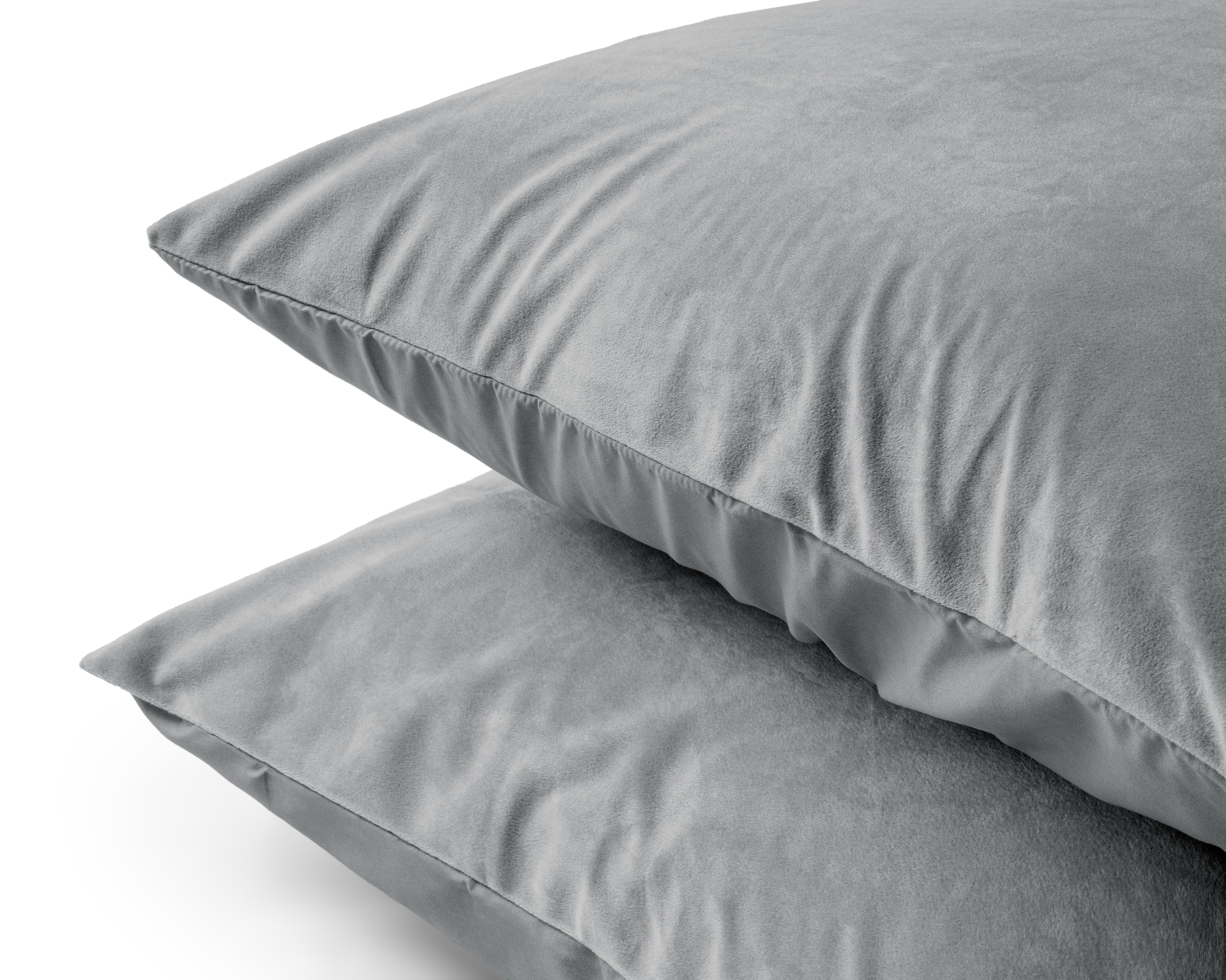 Velvet 2-in-1 pillowcases, Grey, 60 x 70 cm - Velvet soft - Velvet fabric - 2 pieces in 1 package