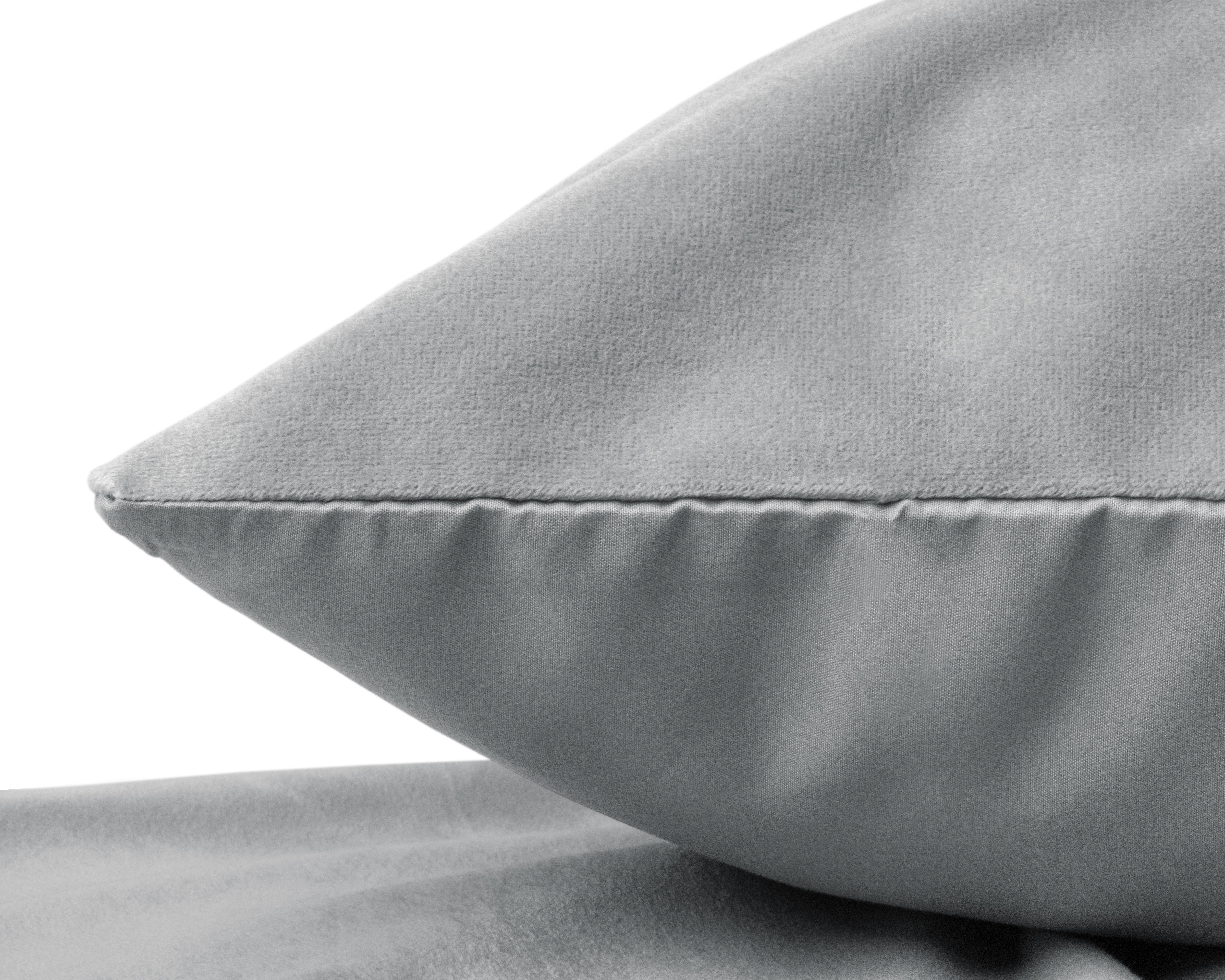 Velvet 2-in-1 pillowcases, Grey, 60 x 70 cm - Velvet soft - Velvet fabric - 2 pieces in 1 package