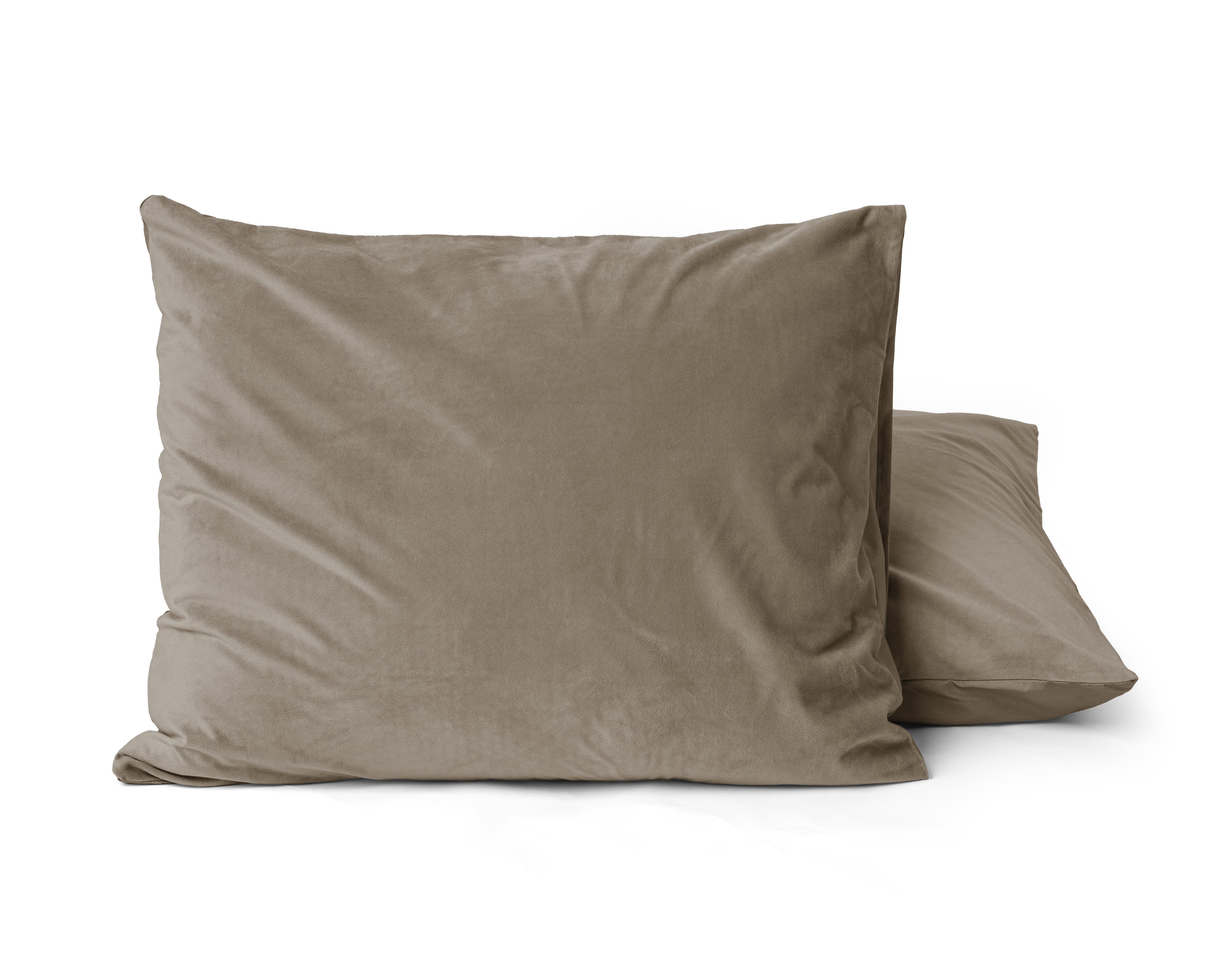 Velvet 2-in-1 pillowcases Taupe 60 x 70 cm - Velvet soft - Velvet fabric - 2 pieces in 1 package
