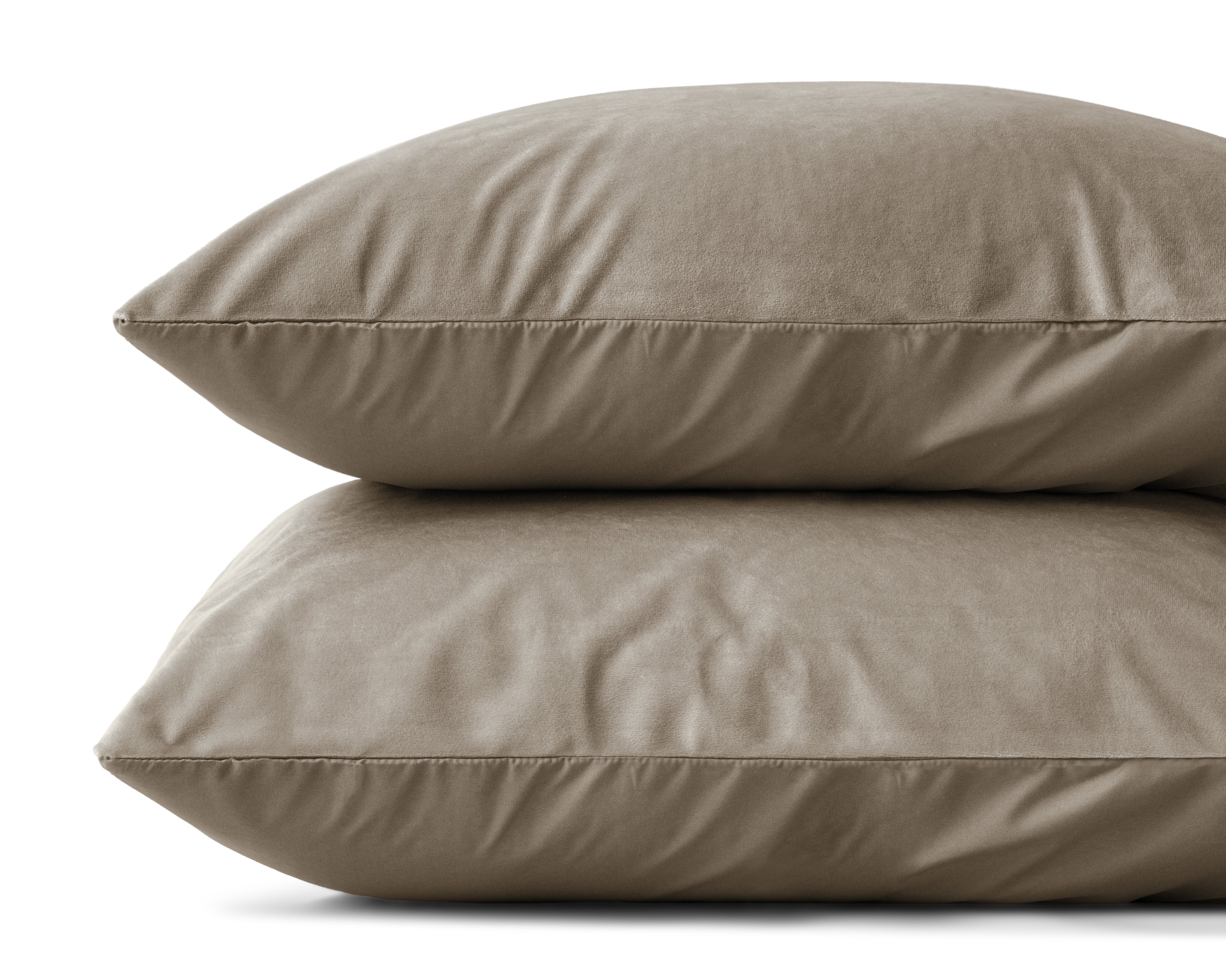 Velvet 2-in-1 pillowcases Taupe 60 x 70 cm - Velvet soft - Velvet fabric - 2 pieces in 1 package