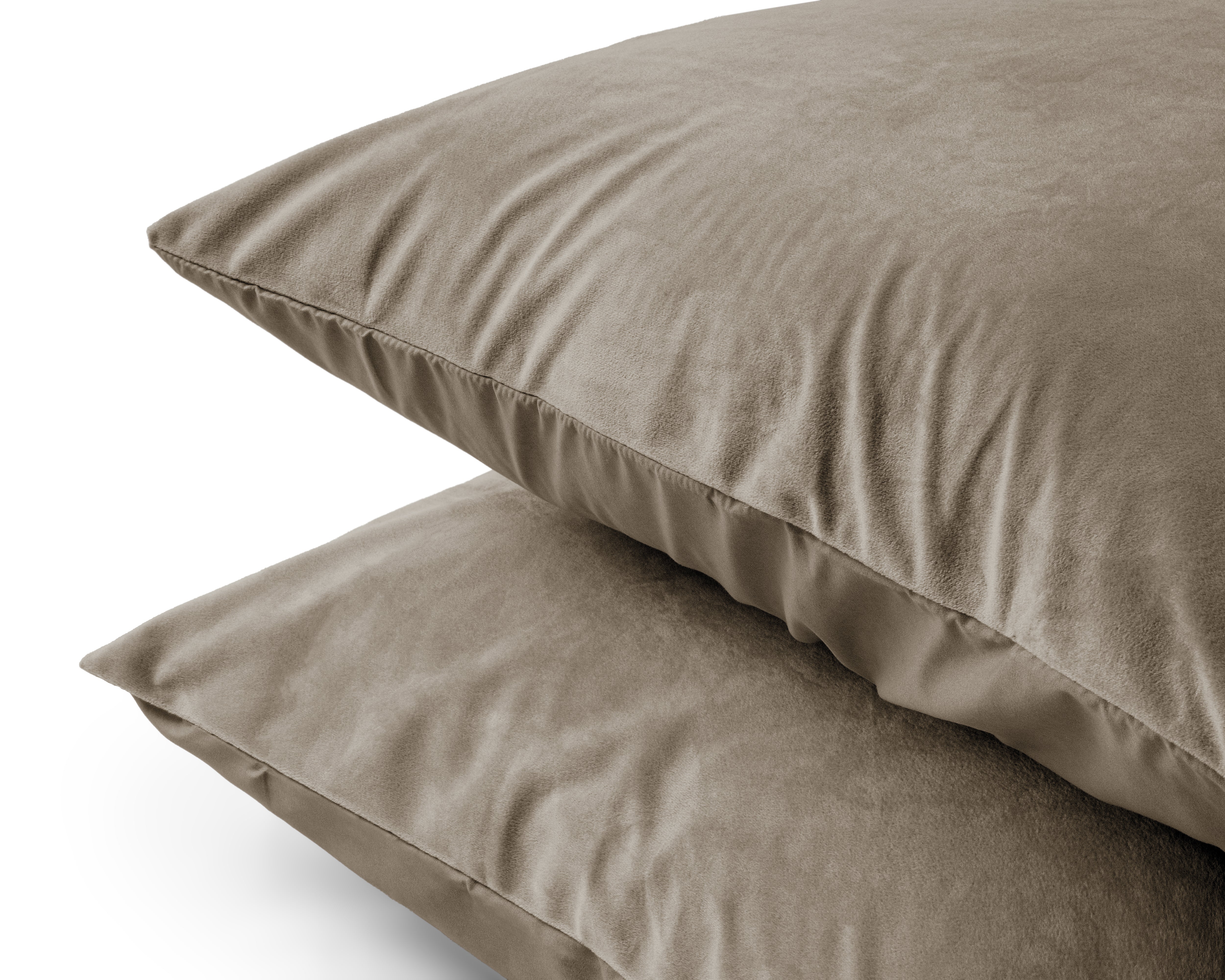 Velvet 2-in-1 pillowcases Taupe 60 x 70 cm - Velvet soft - Velvet fabric - 2 pieces in 1 package