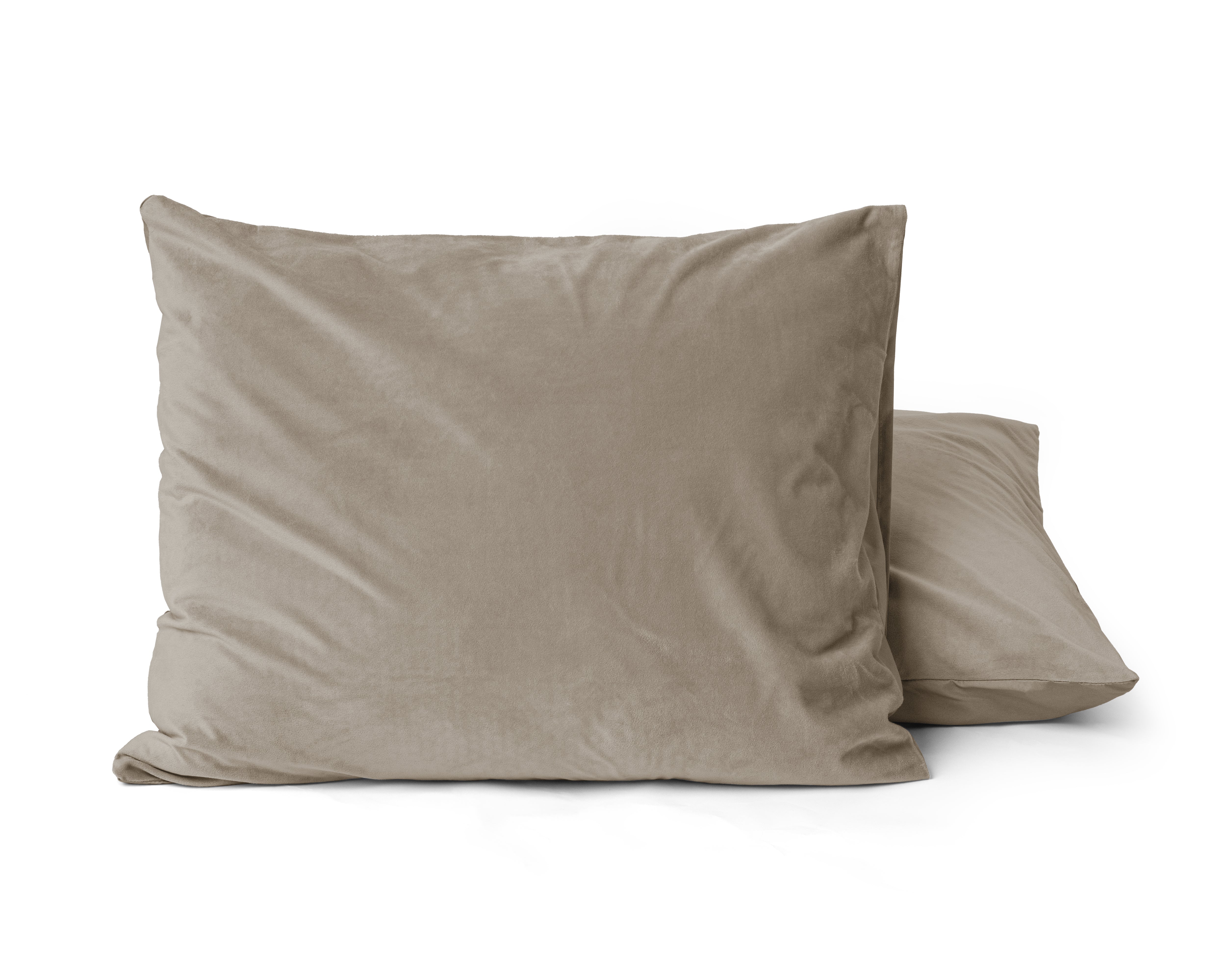 Velvet 2-in-1 pillowcases Taupe/Grey 60 x 70 cm - Velvet soft - Velvet fabric - 2 pieces in 1 package