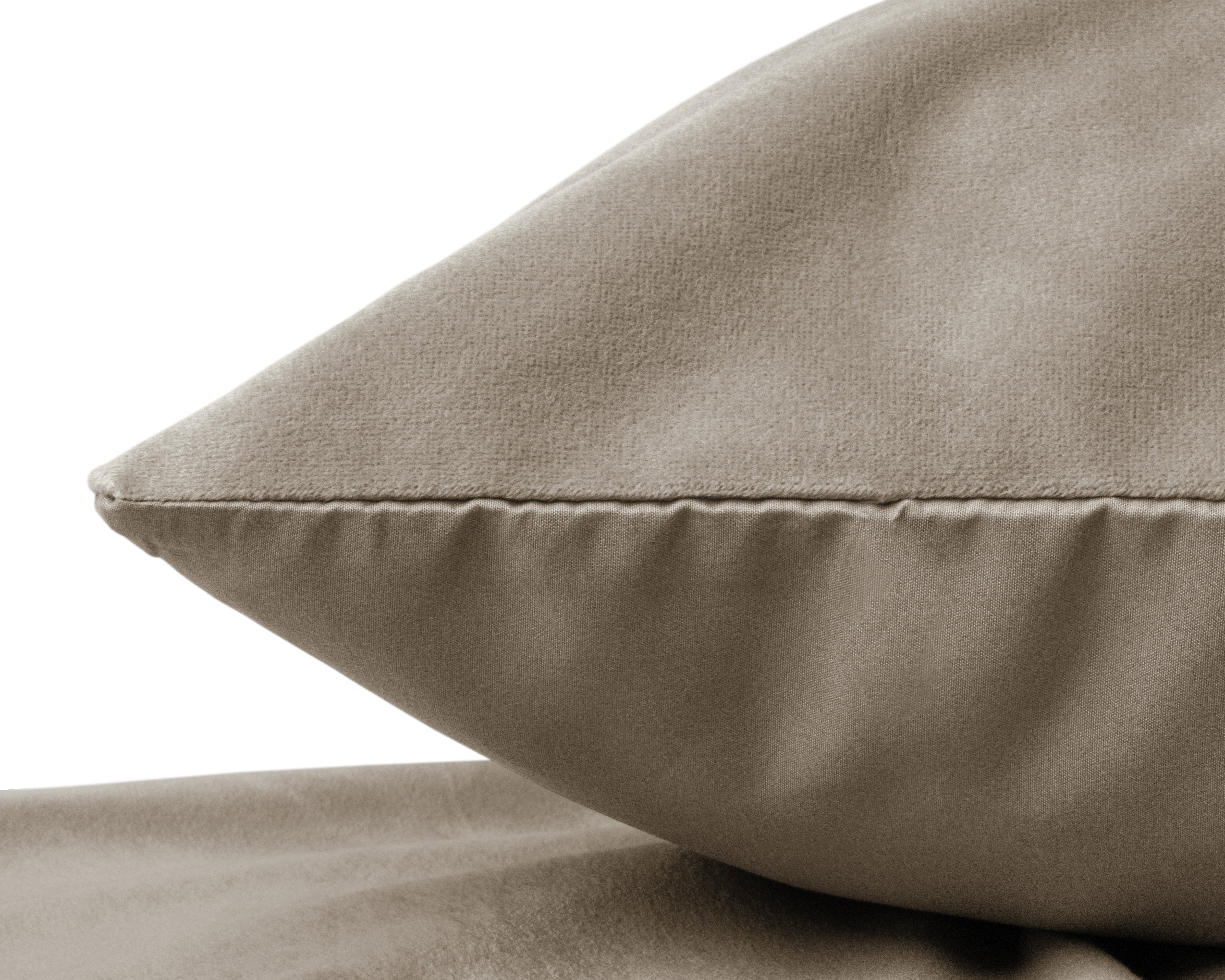 Velvet 2-in-1 pillowcases Taupe/Grey 60 x 70 cm - Velvet soft - Velvet fabric - 2 pieces in 1 package