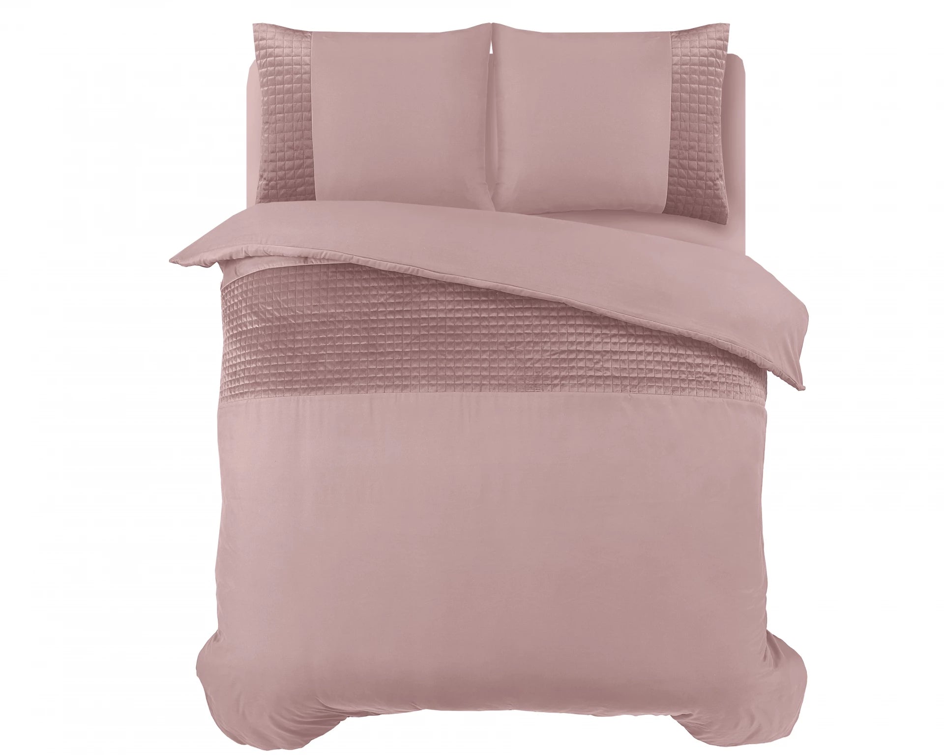 Velvet Band Roze Dekbedovertrek - Luxe velvet band - Fluweel zacht - Carre gestikt
