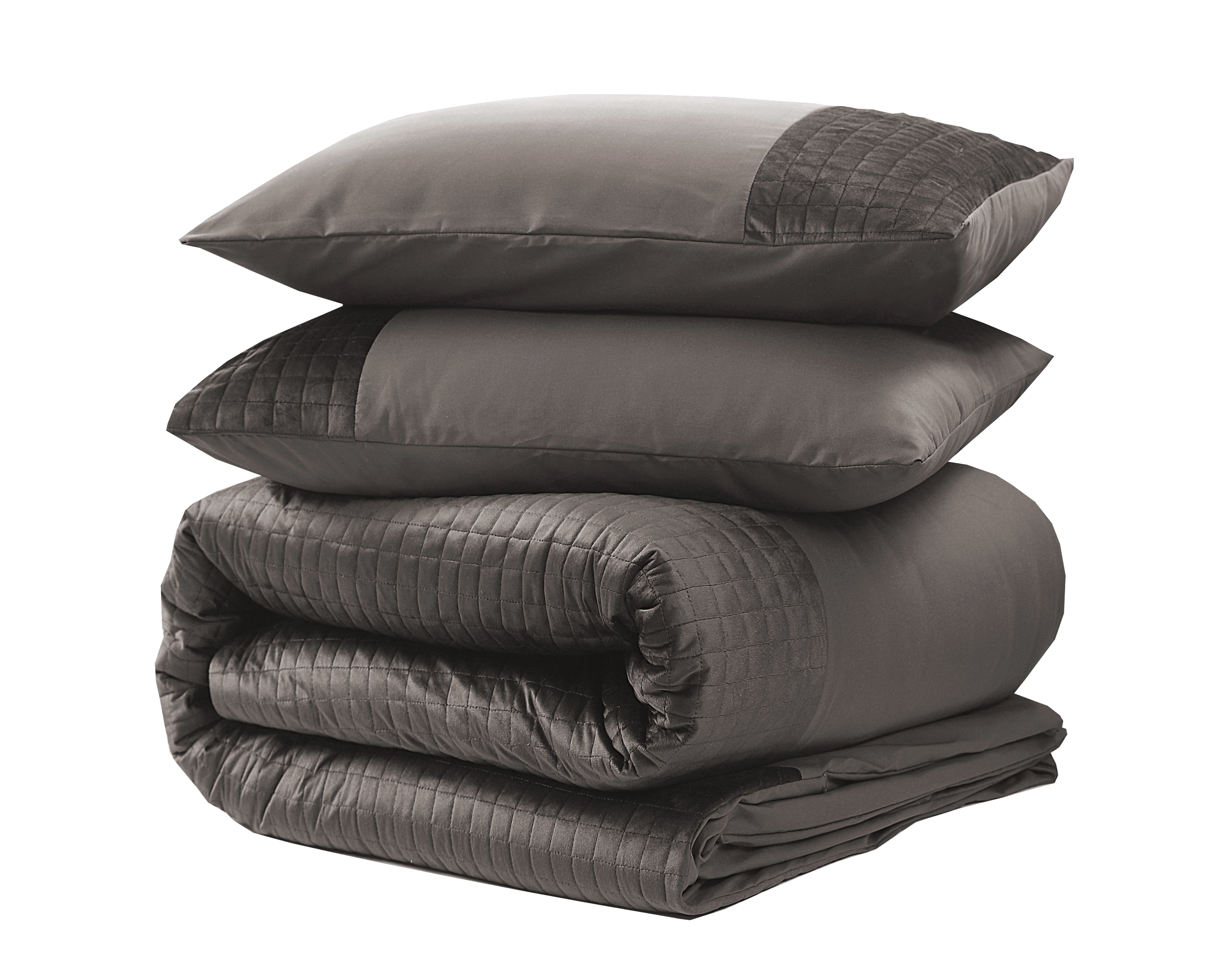 Velvet Band Taupe Dekbedovertrek - Luxe velvet band - Fluweel zacht - Carre gestikt