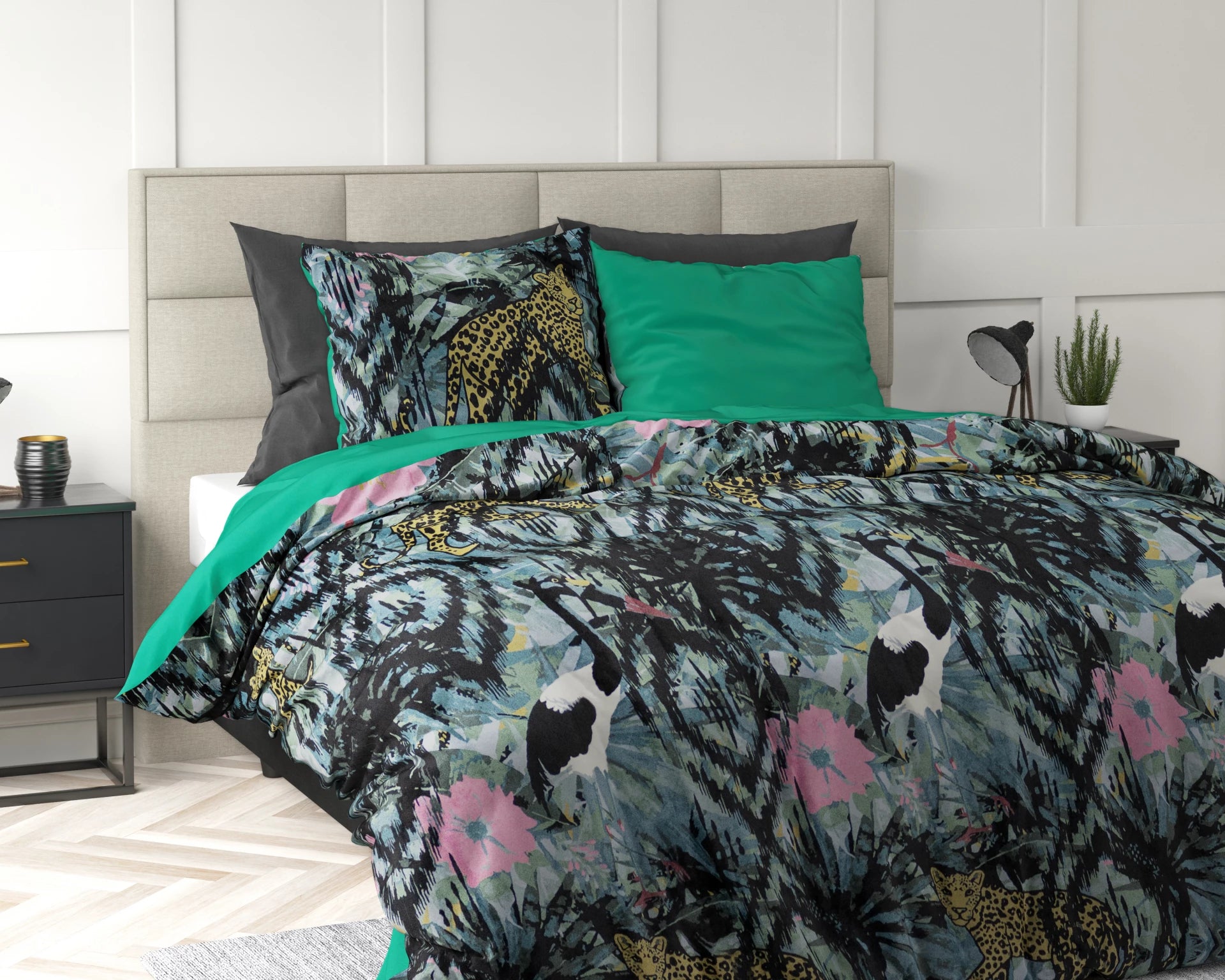 Velvet Botanical Forest Duvet Cover Green - Unique Design - Soft Velvet - Luxurious Feeling
