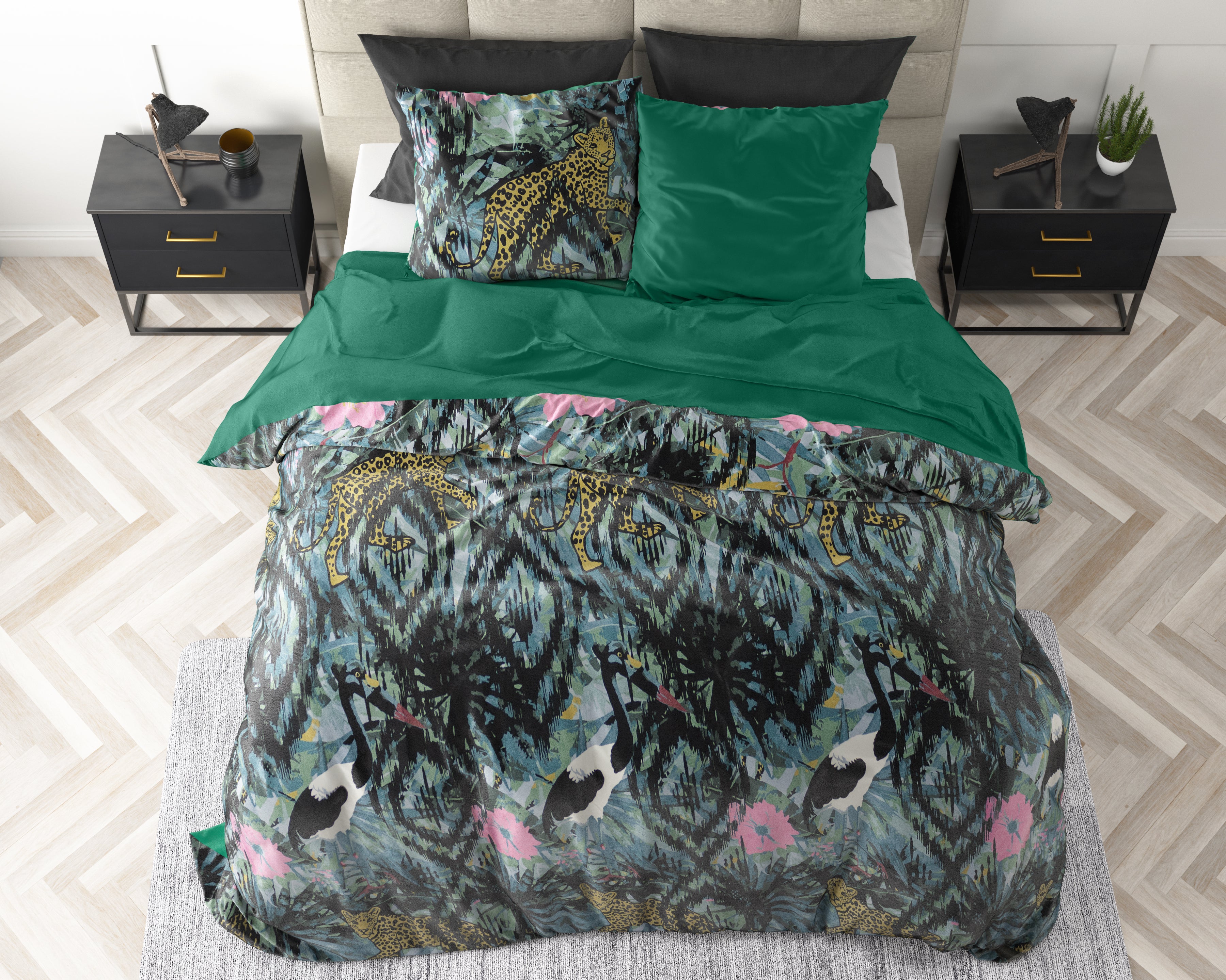 Velvet Botanical Forest Duvet Cover Green - Unique Design - Soft Velvet - Luxurious Feeling