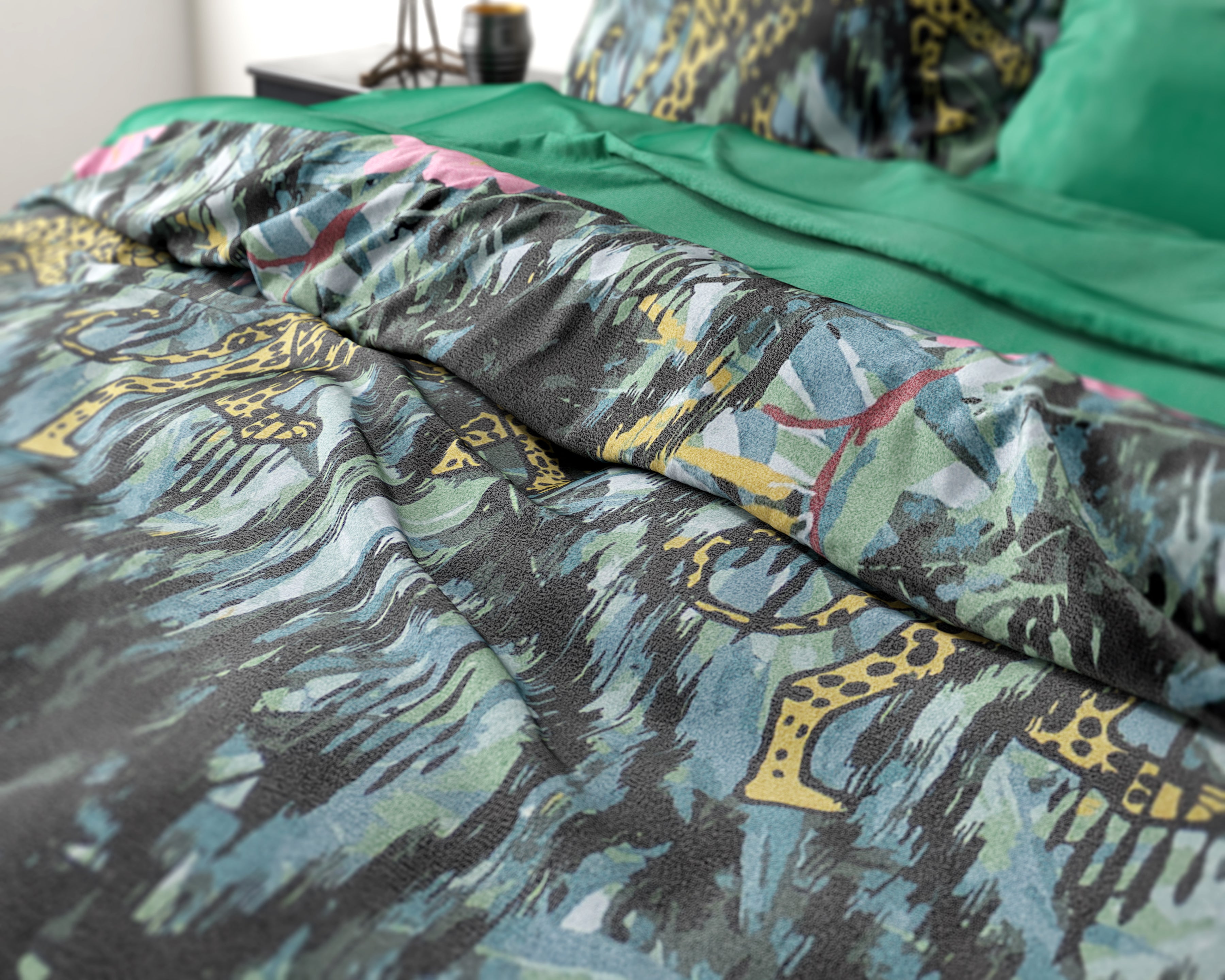 Velvet Botanical Forest Duvet Cover Green - Unique Design - Soft Velvet - Luxurious Feeling