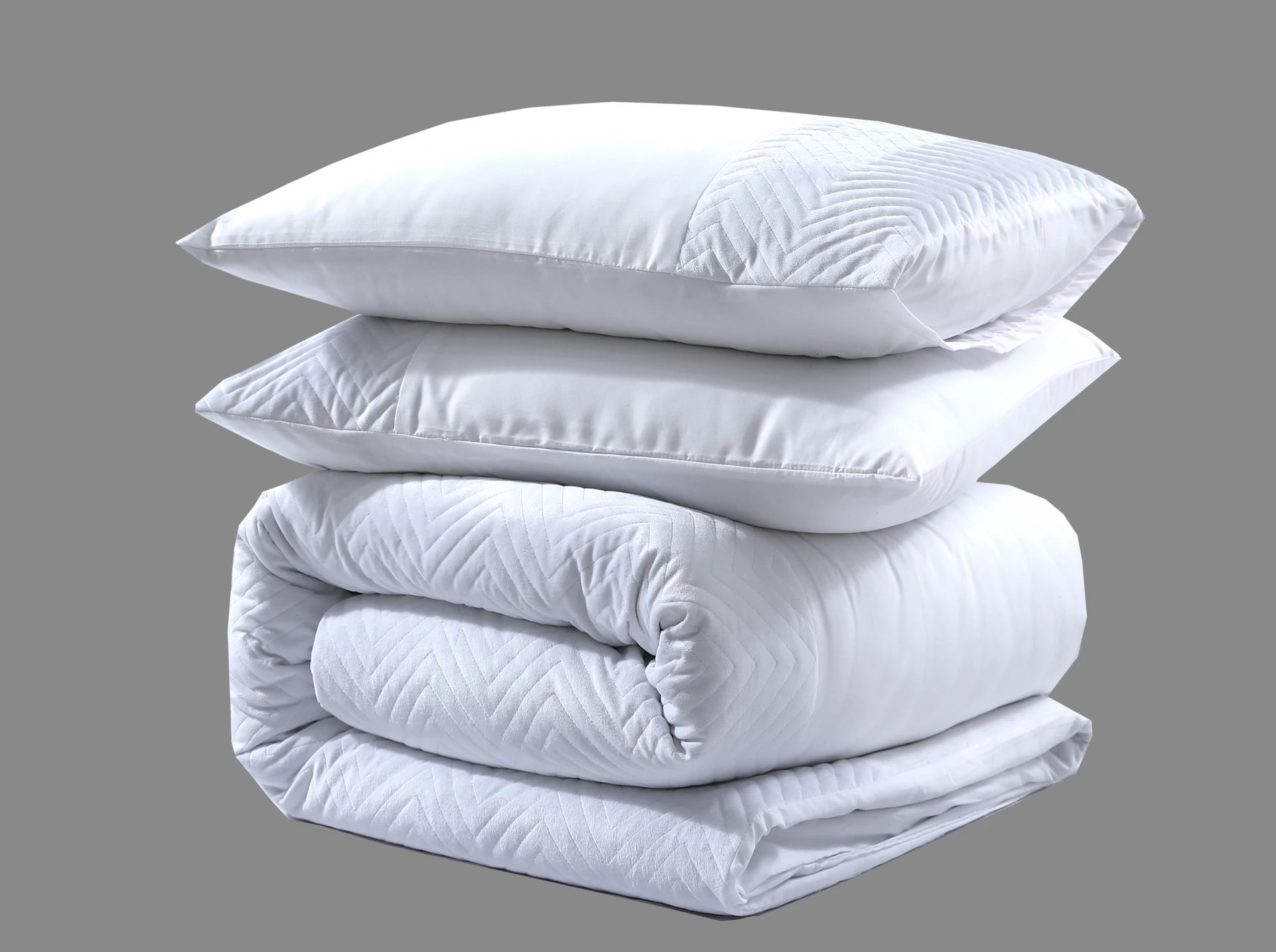 Velvet Crossline White Duvet Cover - Luxurious velvet band - Velvet soft - Square stitched